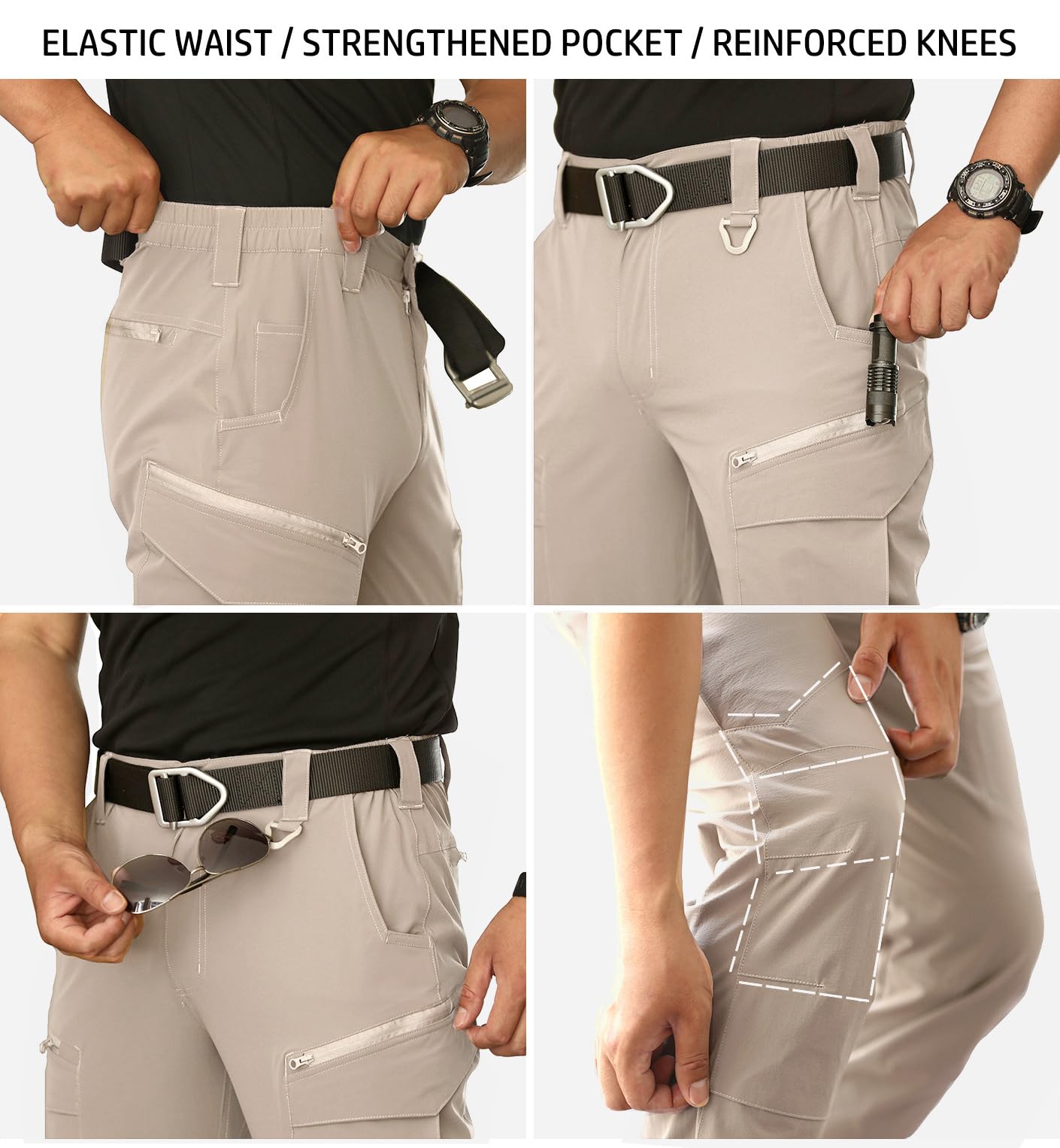NAVEKULL Men's Lightweight Tactical Hiking Pants - Quick Dry, Stretchable, Multi-Pocket Outdoor Cargo Pants for Hiking, Camping & Work | Durable & Comfortable for Outdoor Adventures