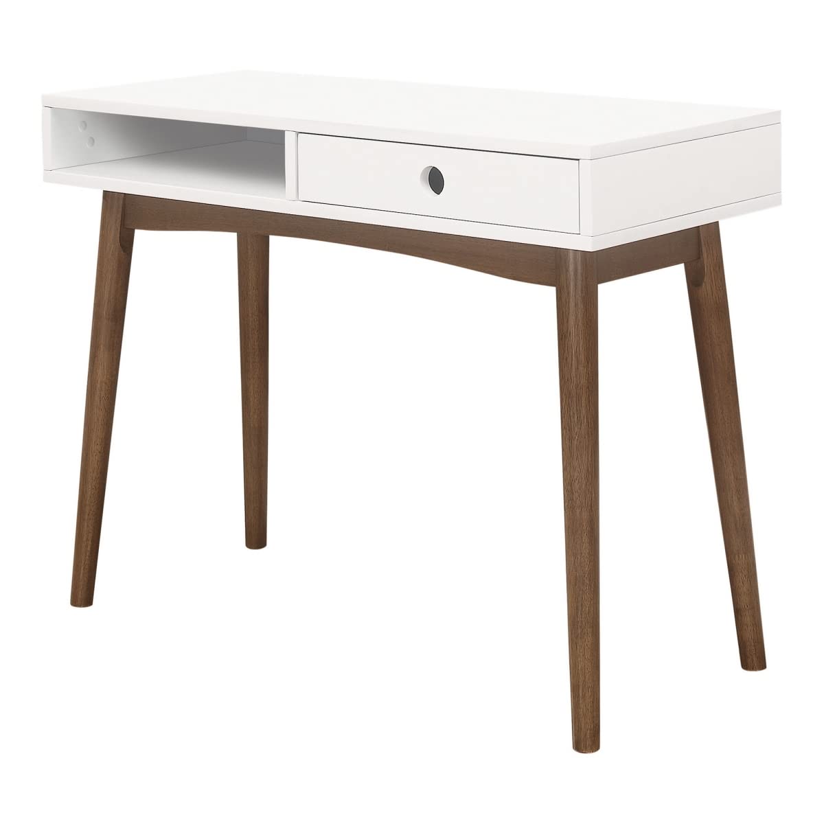 Benjara BM242019 White & Brown Writing Desk with 1 Drawer & 1 Compartment - Perfect for Home Office, Study Room & Small Spaces