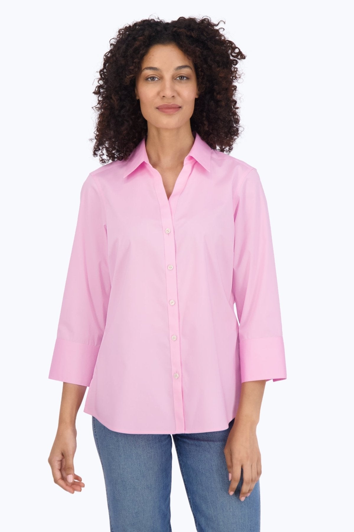 Mary No Iron Stretch 3/4 Sleeve Shirt - Wrinkle-Free Comfort Blouse for Women - Perfect for Office, Travel & Casual Wear