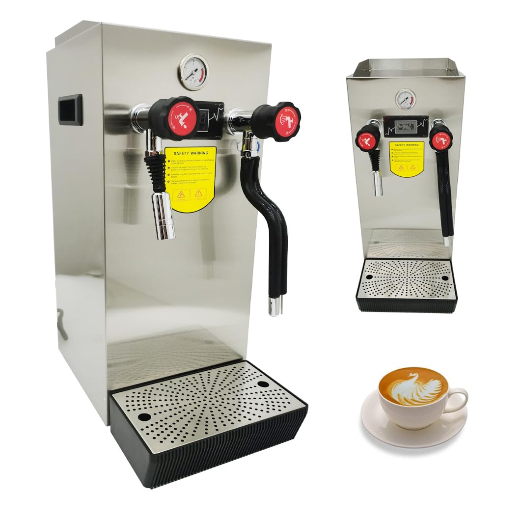 INTBUYING 220V 10L Full-Automatic Electric Steam Boiling Water Frother Machine, Stainless Steel Milk Foam Maker with LCD Display for Coffee & Tea - Perfect for Coffee Shops, Dessert Stores & Home Baristas