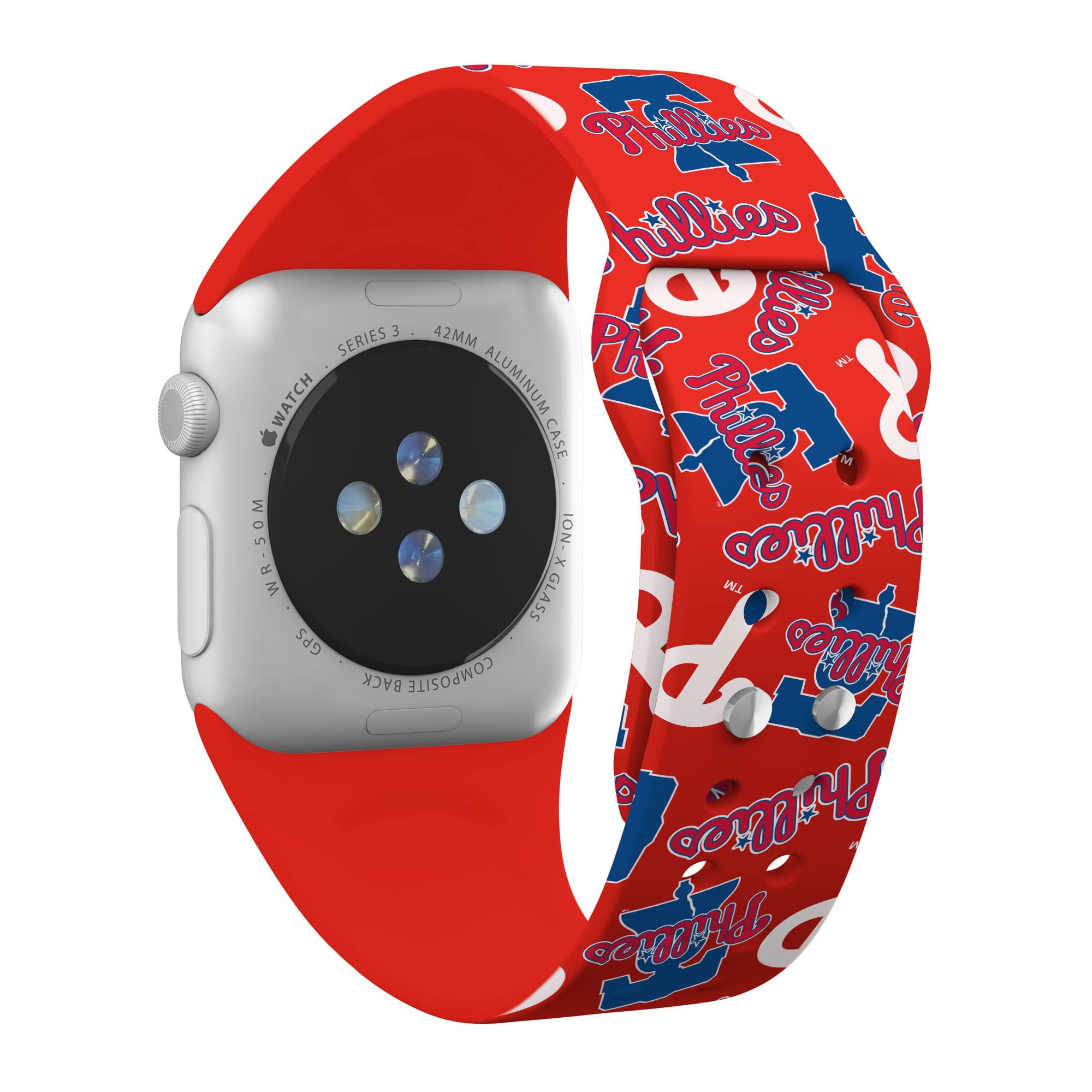 Philadelphia Phillies HD Watch Band Compatible with Apple Watch Series 1-9 - Durable Sports Wristband for Game Day, Workout & Casual Wear