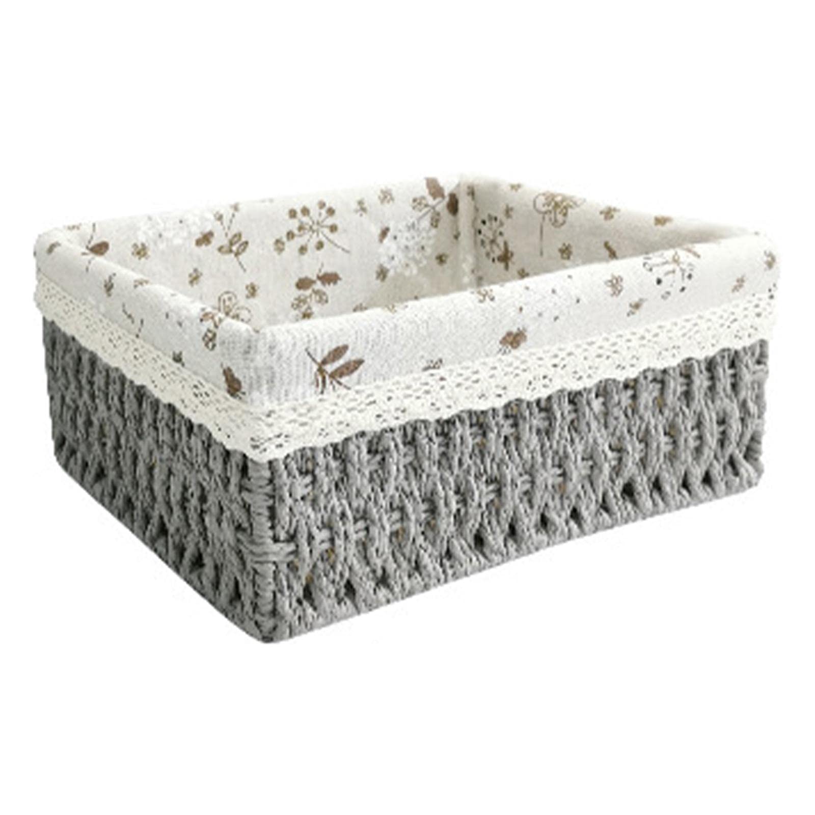 MagiDeal Handmade Rattan Storage Basket - Medium Grey Organizer for Toys, Snacks, Kitchen, Bedroom & Living Room | Stylish Decorative Storage Bin for Home Organization & Tabletop Decor