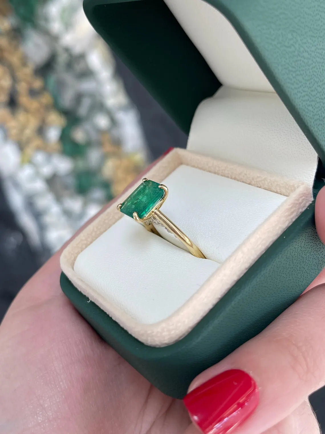 3.19tcw Emerald Cut Lush Green Diamond Engagement Ring with Brilliant Accents - Perfect for Proposals, Anniversaries & Special Occasions
