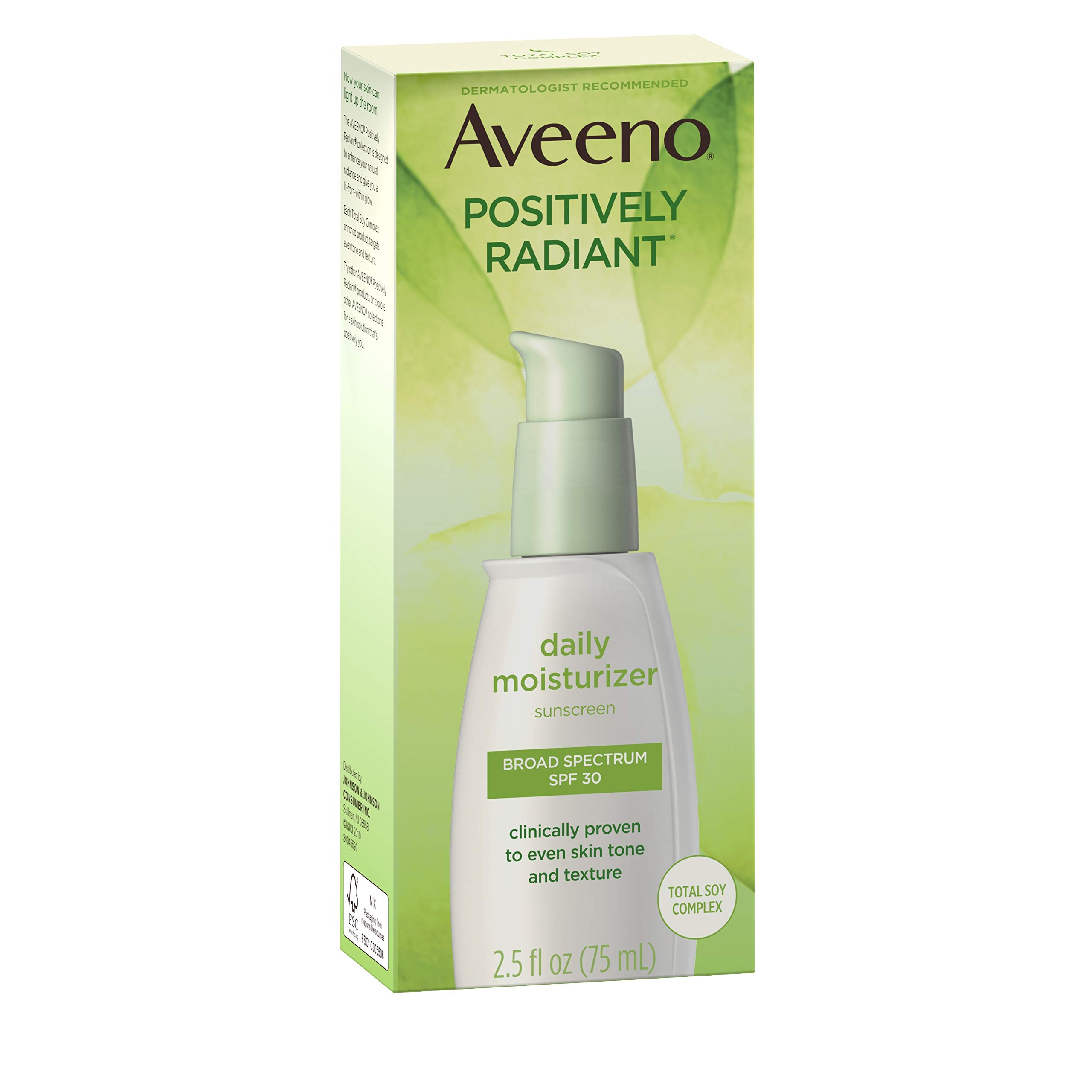 Aveeno Positively Radiant Daily Face Moisturizer with SPF 30 Sunscreen - 2.3 Fl Oz (Pack of 12) | Oil-Free, Non-Comedogenic & Hypoallergenic Facial Lotion for Glowing Skin | Perfect for Daily Use, Travel & On-The-Go Hydration