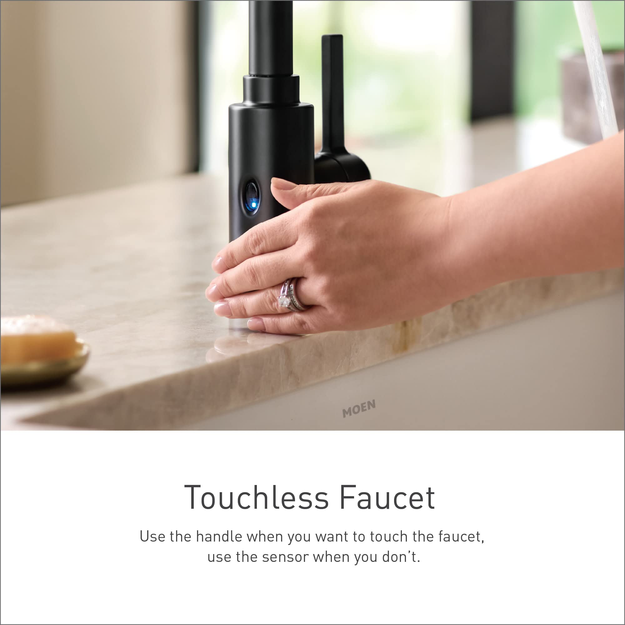 Moen 9126EWNL Kurv Collection Touchless Kitchen Faucet - MotionSense Wave Sensor, One Handle High Arc Pull-Down Sprayer with Power Clean Technology in Polished Nickel - Perfect for Modern Kitchens & Busy Home Chefs