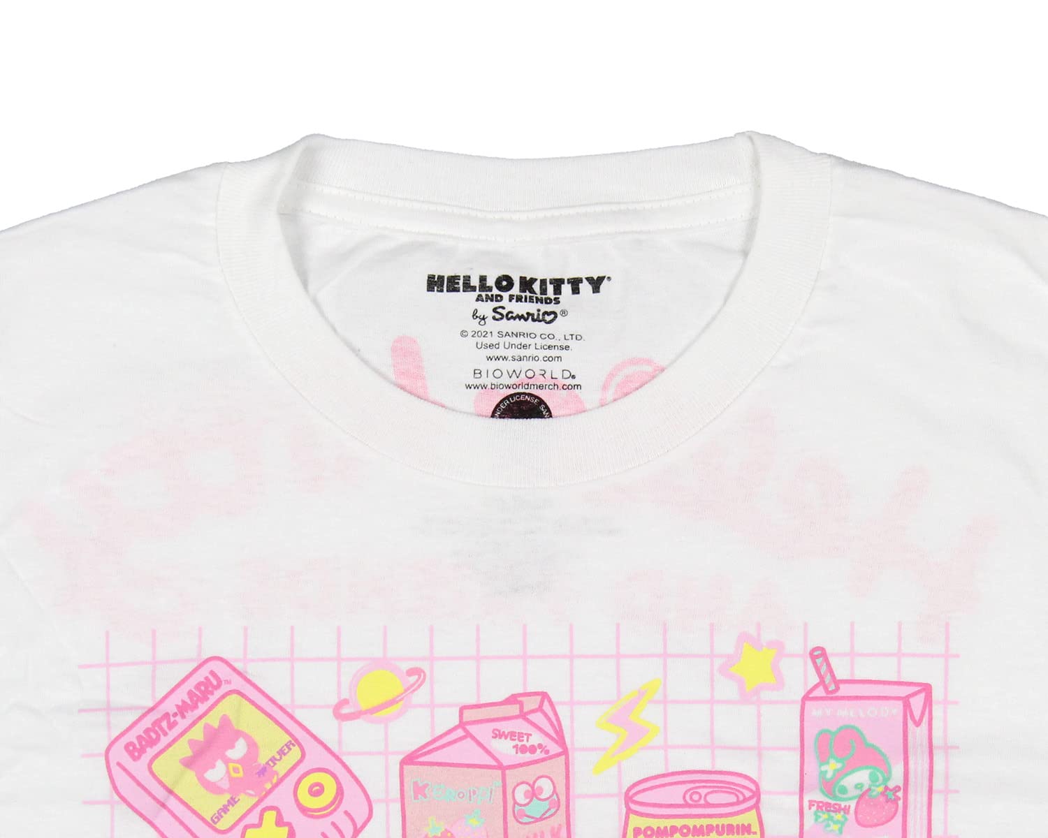 Hello Kitty and Friends Women's Graphic T-Shirt - Cute Anime Kawaii Snacks & Games Print Tee for Casual Wear, Gifts, and Anime Lovers