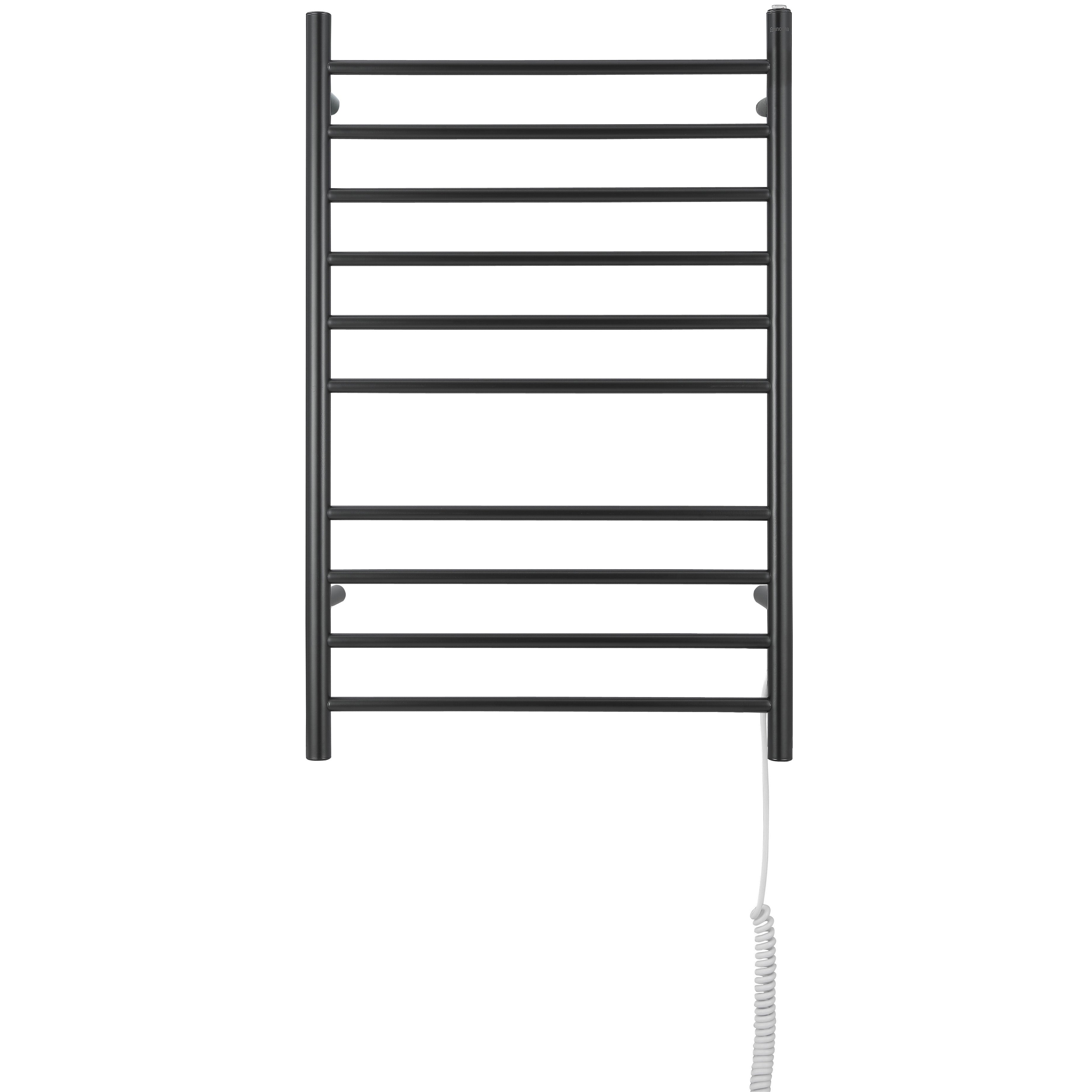 Ancona Novara 10 Bar Dual Wall Mounted Towel Warmer - Matte Black Finish | Perfect for Bathrooms, Spas & Luxury Homes