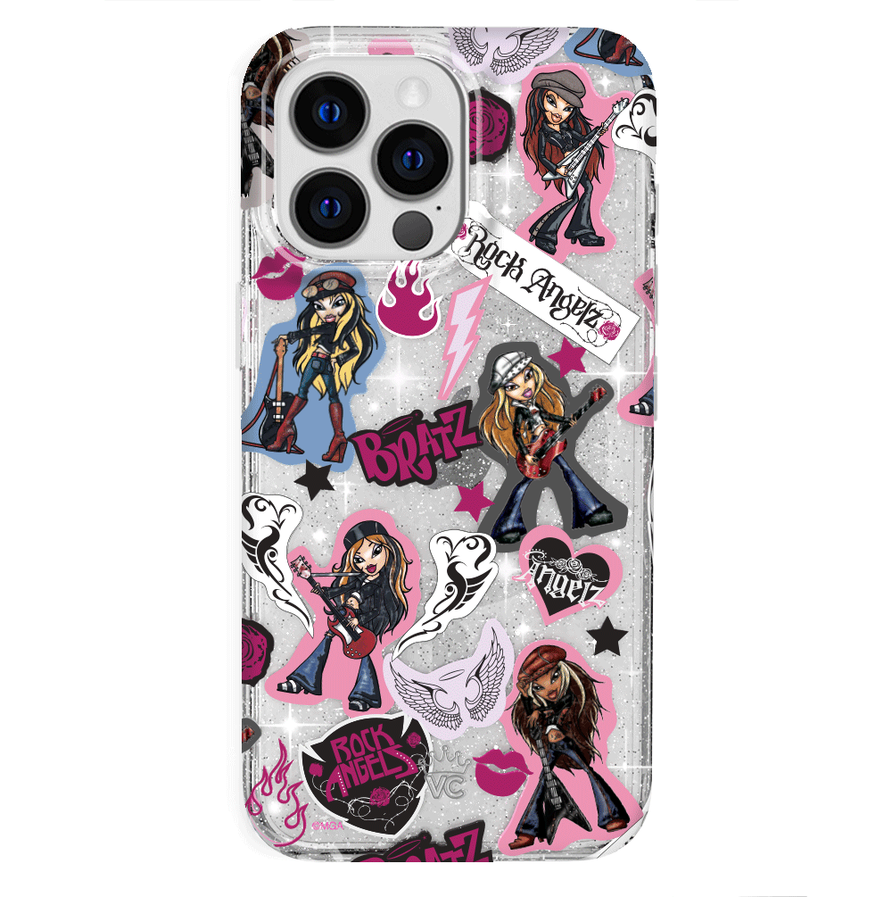 Bratz Rock Angelz Glitter iPhone Case - Stylish Protective Cover for iPhone 13/14/15 Pro Max - Trendy Sparkle Design for Girls & Teens - Perfect for School, Parties & Daily Use