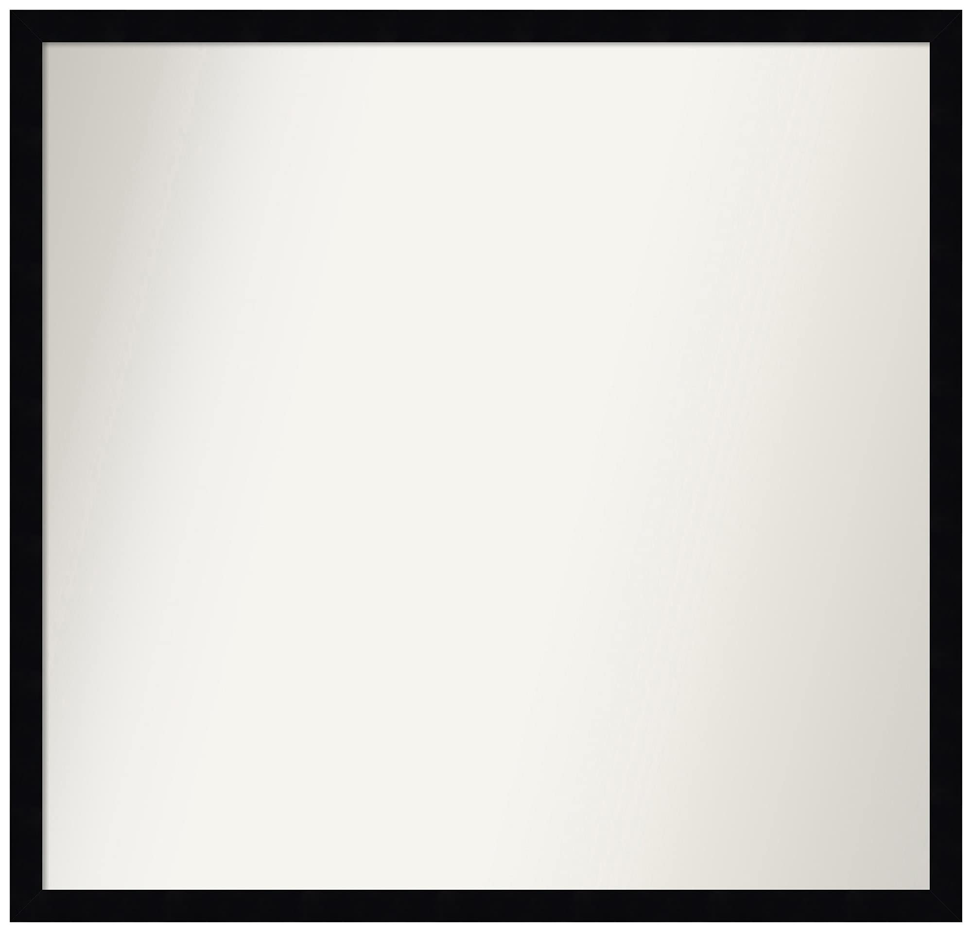 Amanti Art Non-Beveled Custom Wall Mirror 23x24 Inches - Svelte Noir Black Frame - Bathroom & Living Room Decor - Custom Size Options Available - Elegant Black Mirror for Home & Office