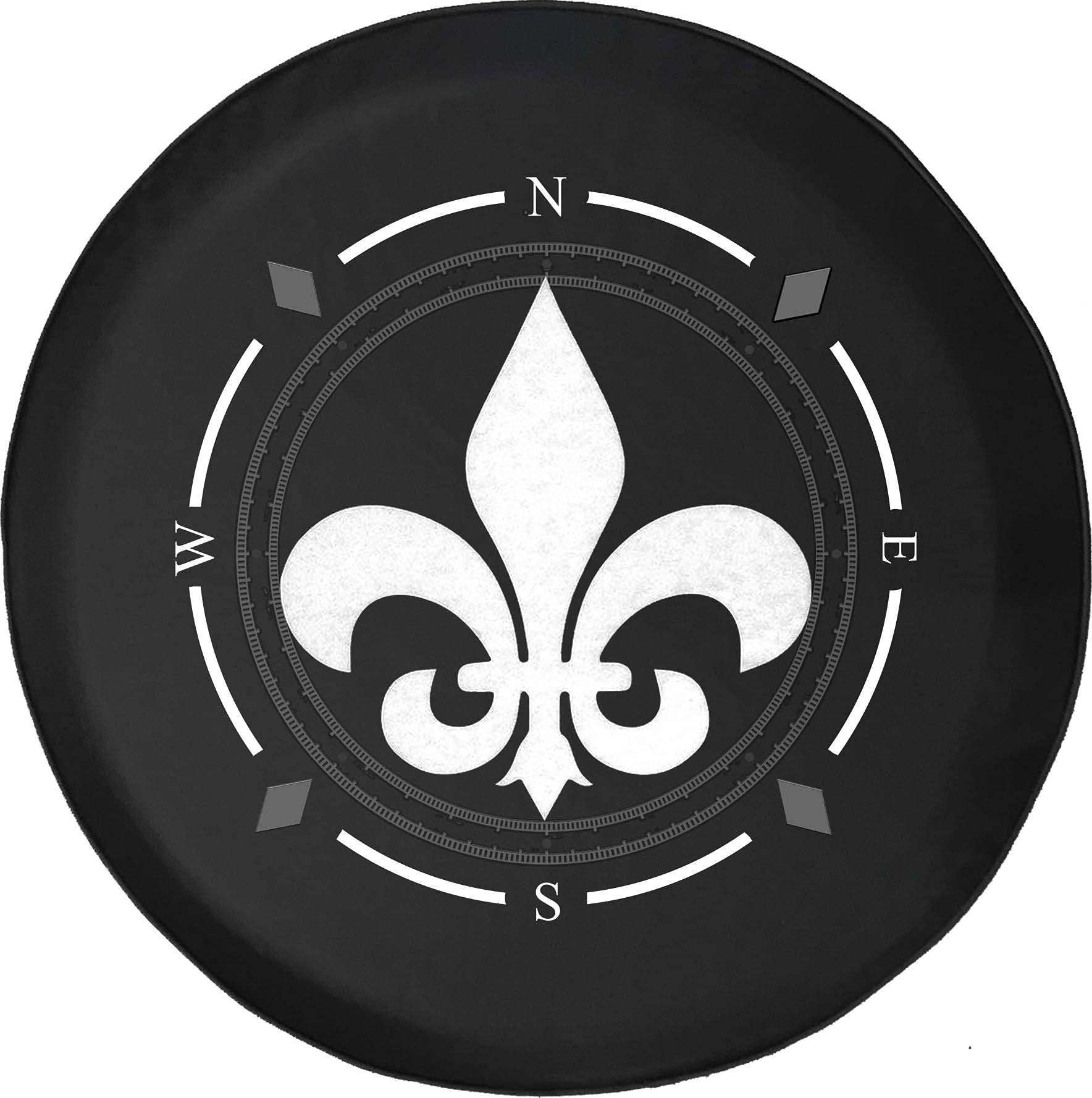 American Unlimited Spare Tire Cover with Compass & Fleur De Lis Design - Universal Fit for SUV, Trailer, RV & Most Vehicles | Durable Wheel Protection for Off-Road Adventures & Camping Trips