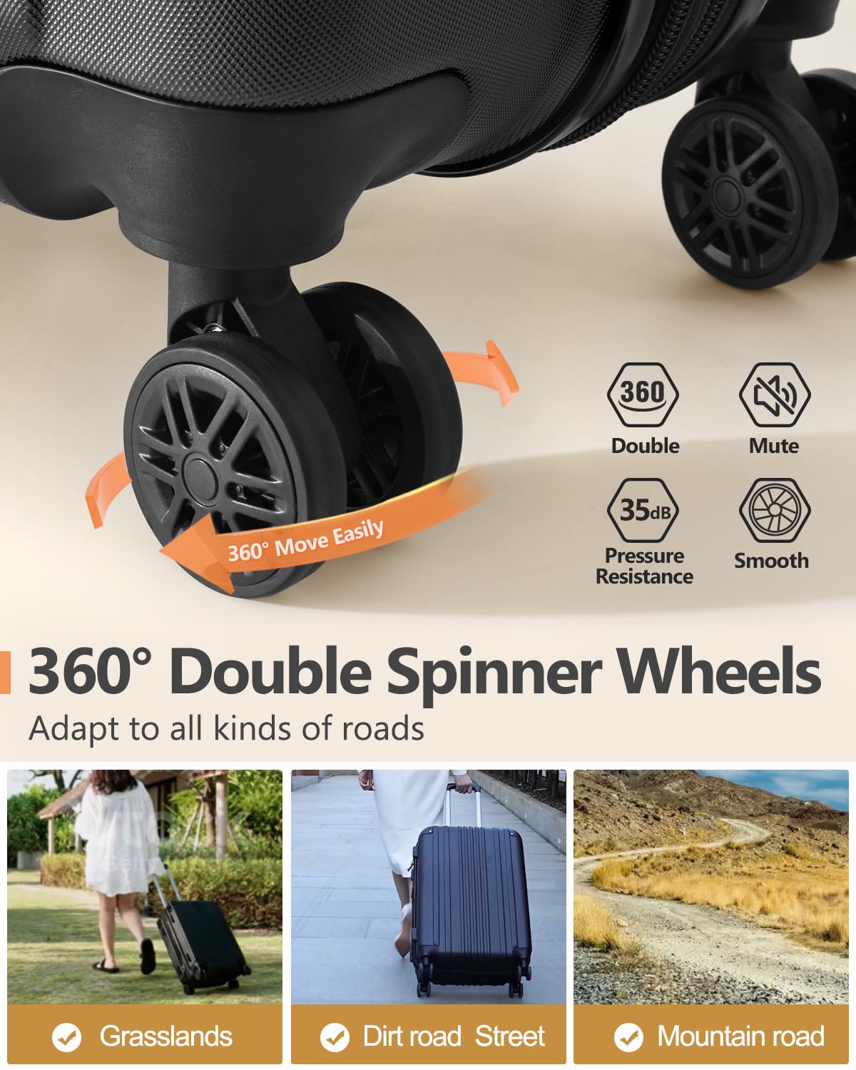 3-Piece Hard Shell Spinner Luggage Set with TSA Lock - 20