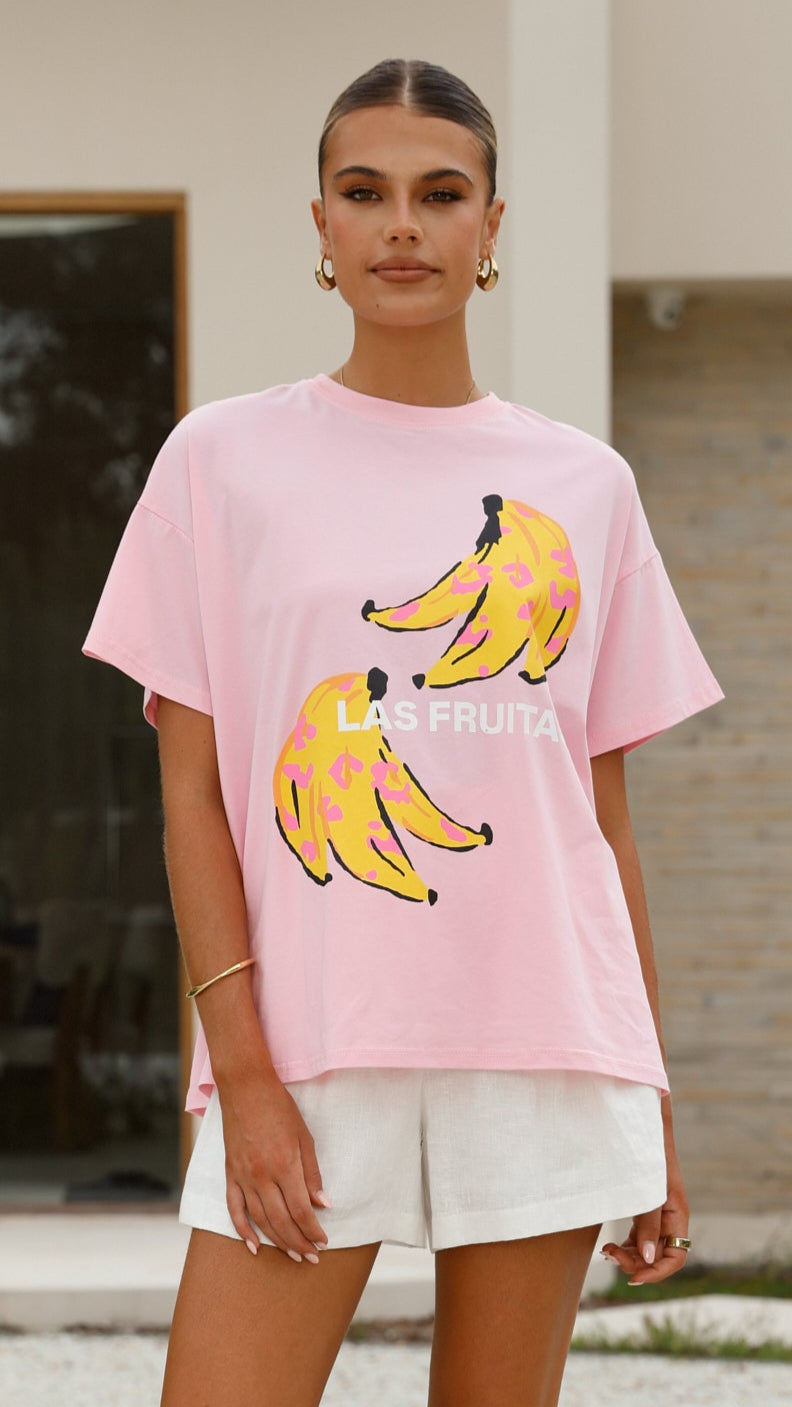 Las Fruitas Women's Pink Tops - Casual Blouse for Summer Outfits, Beach Wear & Date Nights