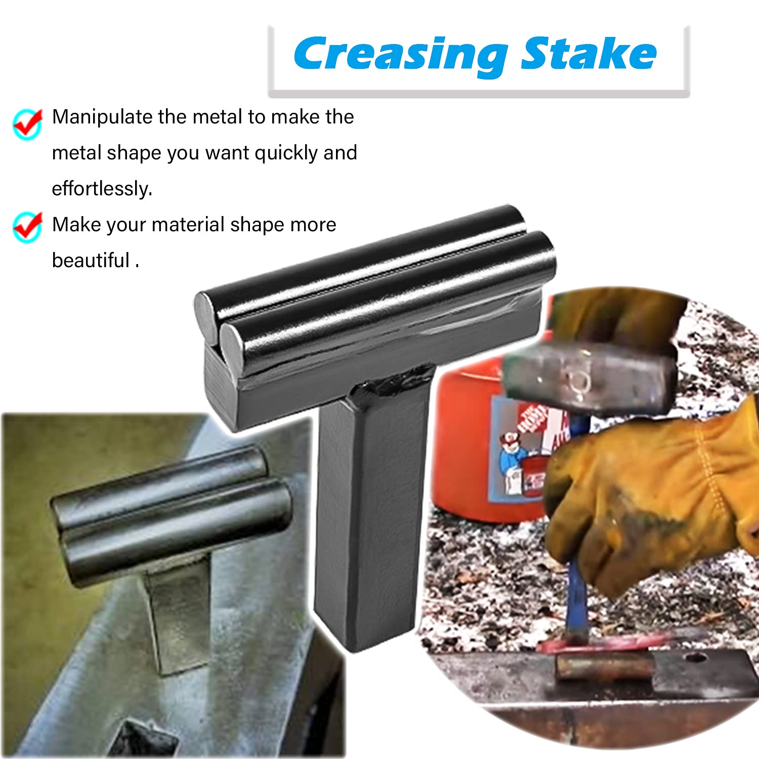Bonbo Blacksmith Anvil Forge Hardy Tool Set - 3-Piece 1 Inch Professional Blacksmithing Tools with Hot Cut, Creasing Stake & Spring Fuller - Perfect for Metalworking, Knife Making & DIY Forging Projects