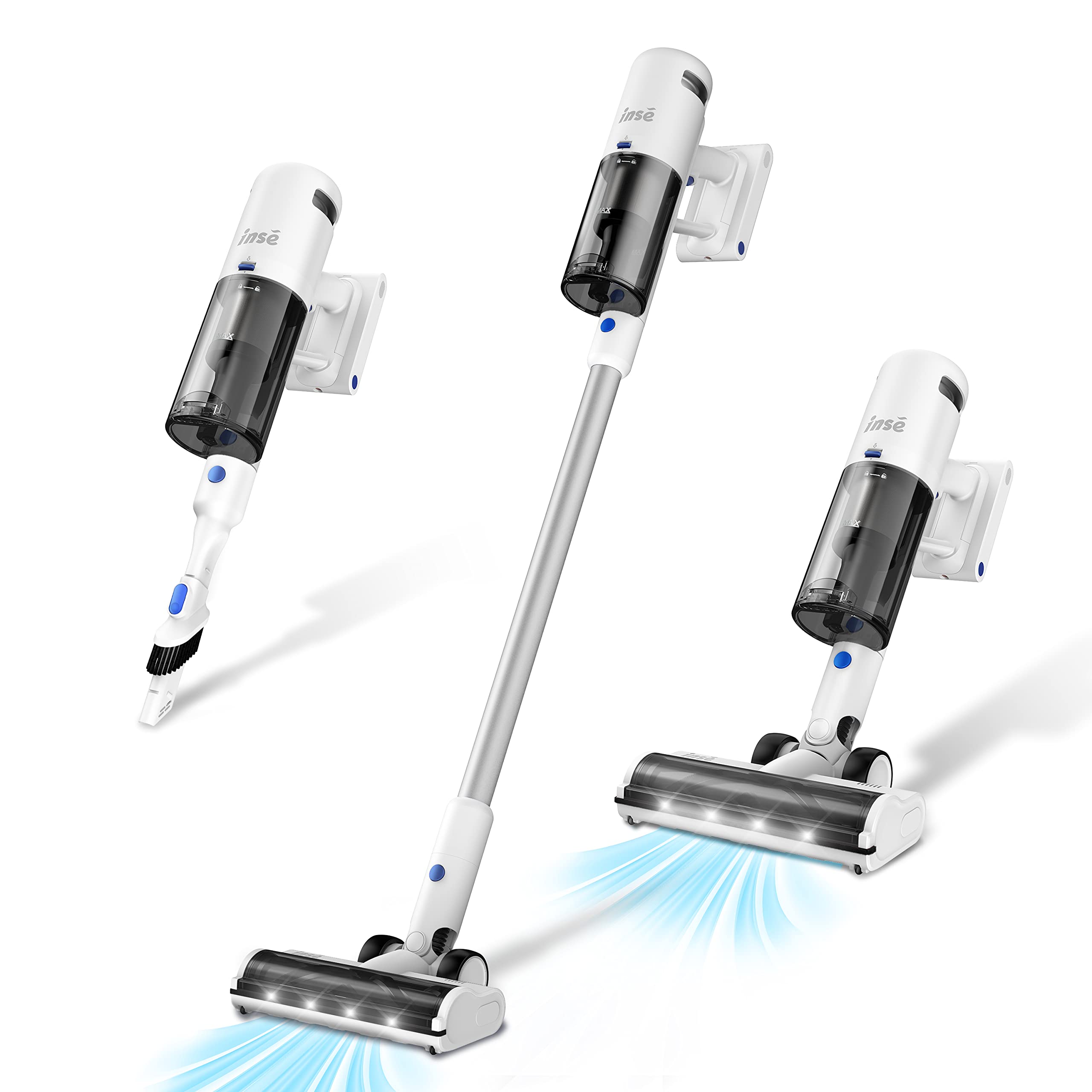 INSE Cordless Vacuum Cleaner - 30KPa 450W Powerful Stick Vacuum with LED Display, Lightweight & Rechargeable 2500mAh Battery (60 Min Runtime) for Hard Floors, Carpets & Pet Hair - Perfect for Home Cleaning & Pet Owners