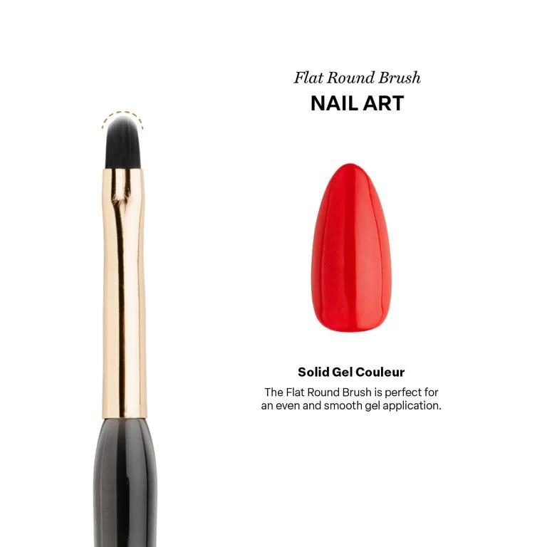 Apres 8mm Flat Round Brush for Gel Nails - Professional Nail Art Tool for Salon & Home Manicures, Perfect for Acrylic, Dip Powder & Gel Polish Application