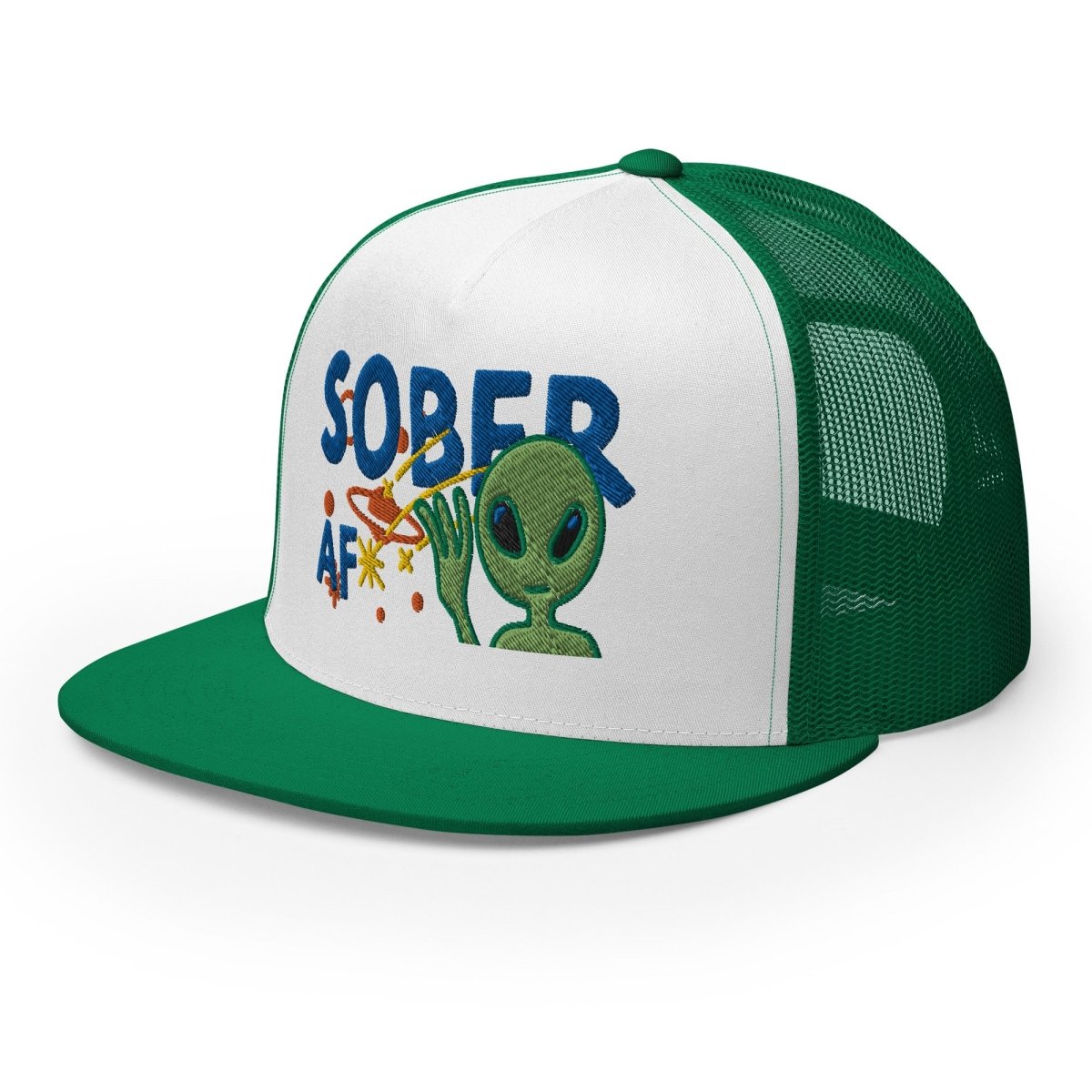 Sober AF Embroidered Trucker Cap - Funny Recovery Hat for Men & Women - Perfect for AA Meetings, Sobriety Gifts & Everyday Wear