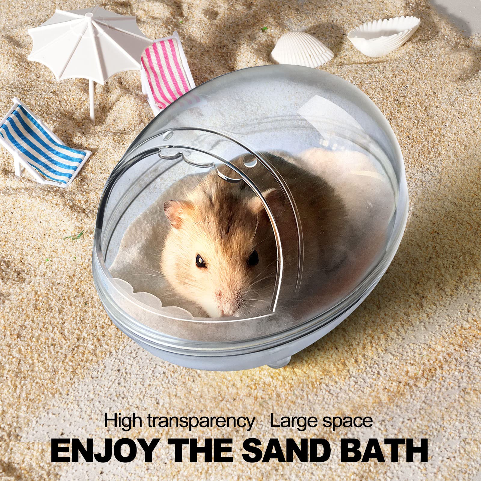 Hamster Bathroom & Sand Bath Container - Transparent Dust Bath Box for Small Pets, Hamster Bathtub & Toilet Accessories - Perfect for Cleaning & Grooming in Cage