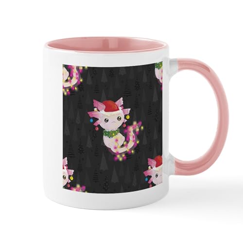 White/Pink Inside - Xmas Santa Claus Axolotl Mugs