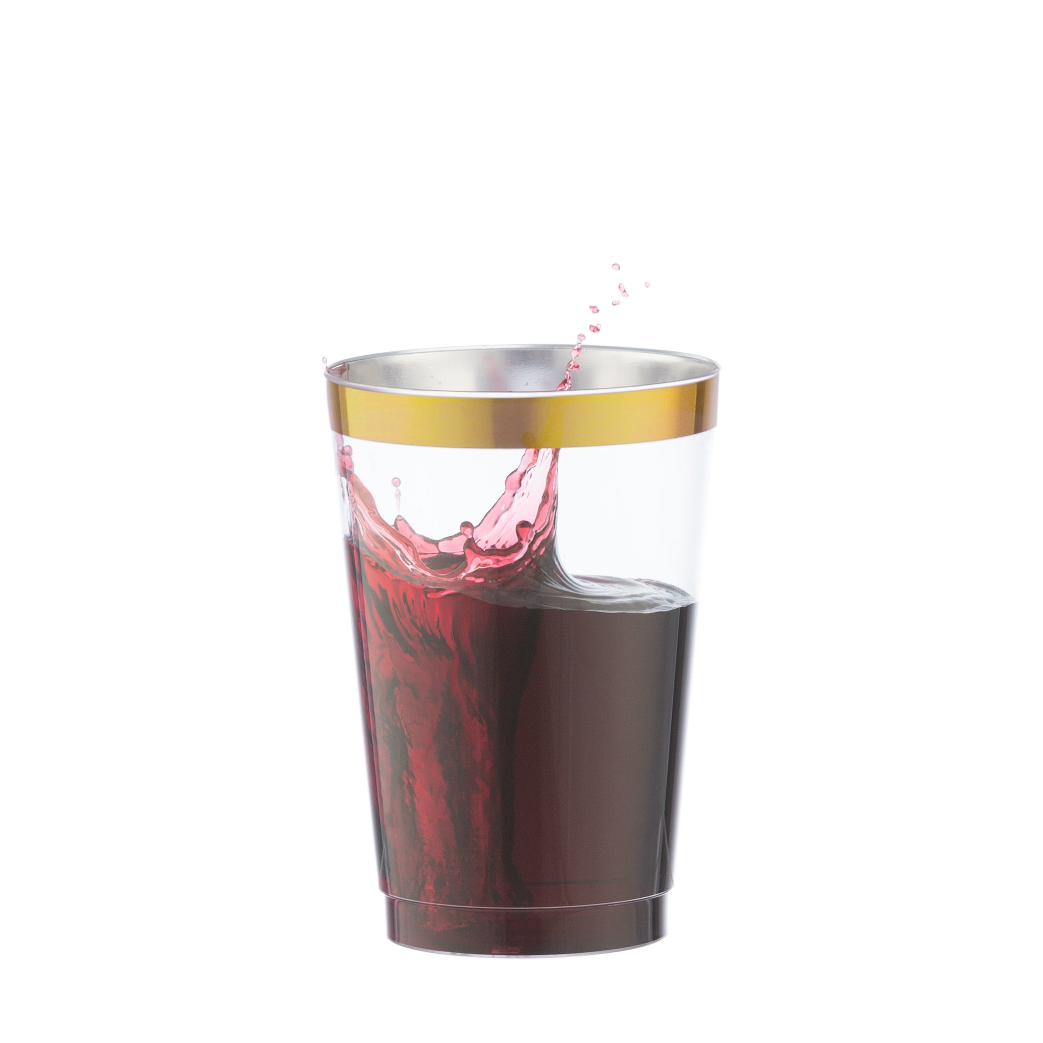 14 Oz Clear Plastic Tumblers with Gold Rim - Disposable Gold Plastic Cups for Parties, Weddings, and Events - Bulk Pack of 50