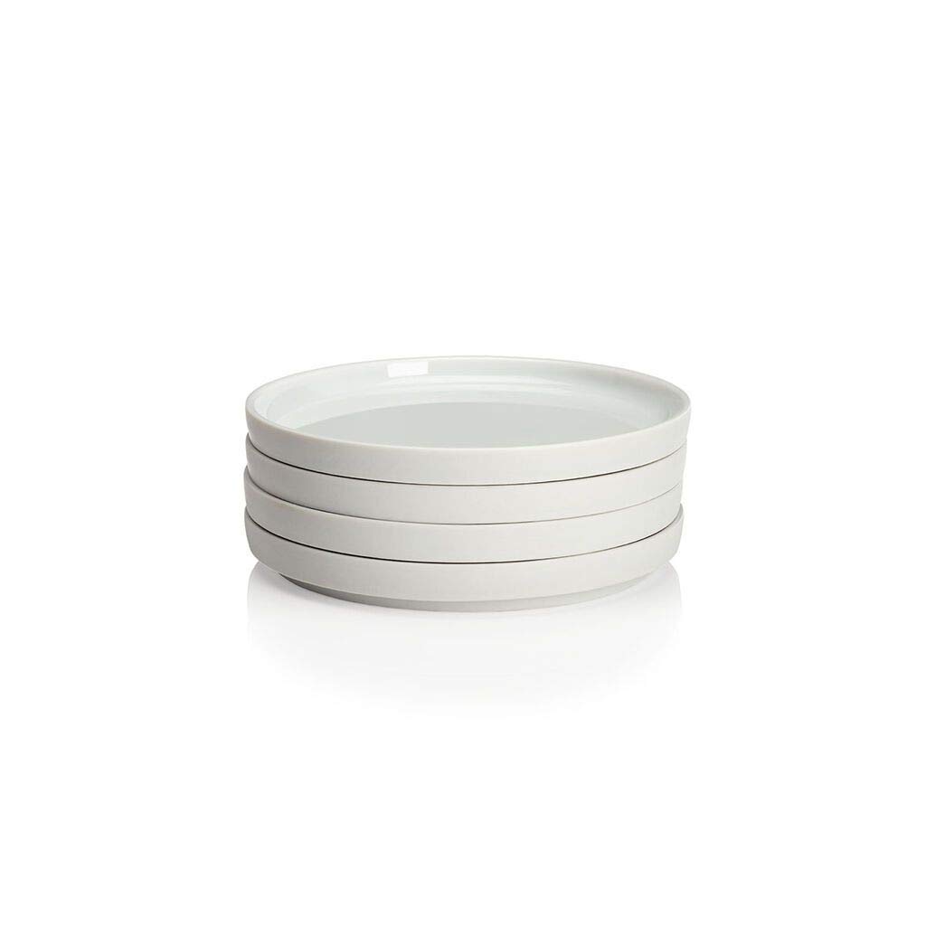 Premium French Porcelain Dinner Plates - L'Econome by Starck 4-Piece Set in Classic White | Elegant Tableware for Fine Dining, Wedding Registry & Upscale Entertaining