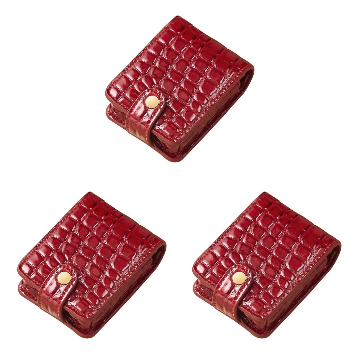 KESYOO 3-Piece Portable Lipstick Case - PU Alligator Travel Makeup Bag & Cosmetic Pouch for Women (Red) - Perfect for Travel, Daily Use, and Gift Giving