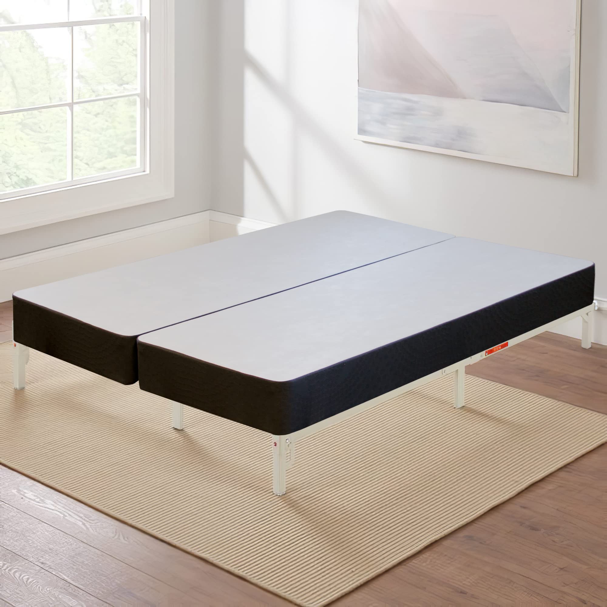 Split Wood Fully Assembled Traditional Box Spring Foundation for California King Mattress - Sturdy Support & Noise-Free - Perfect for Bedroom, Guest Room, or Dorm