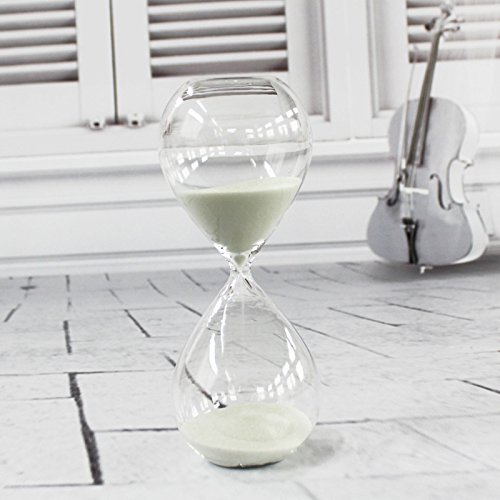 60 Minute White Glass Hourglass Sand Timer - Elegant Decorative Timekeeper for Home Office, Meditation, Yoga, and Classroom Use