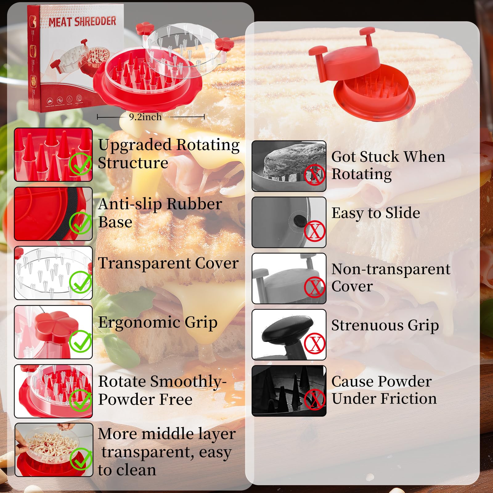 Chicken Shredder Tool - Ergonomic Handle, Dishwasher Safe for Easy Cooking
