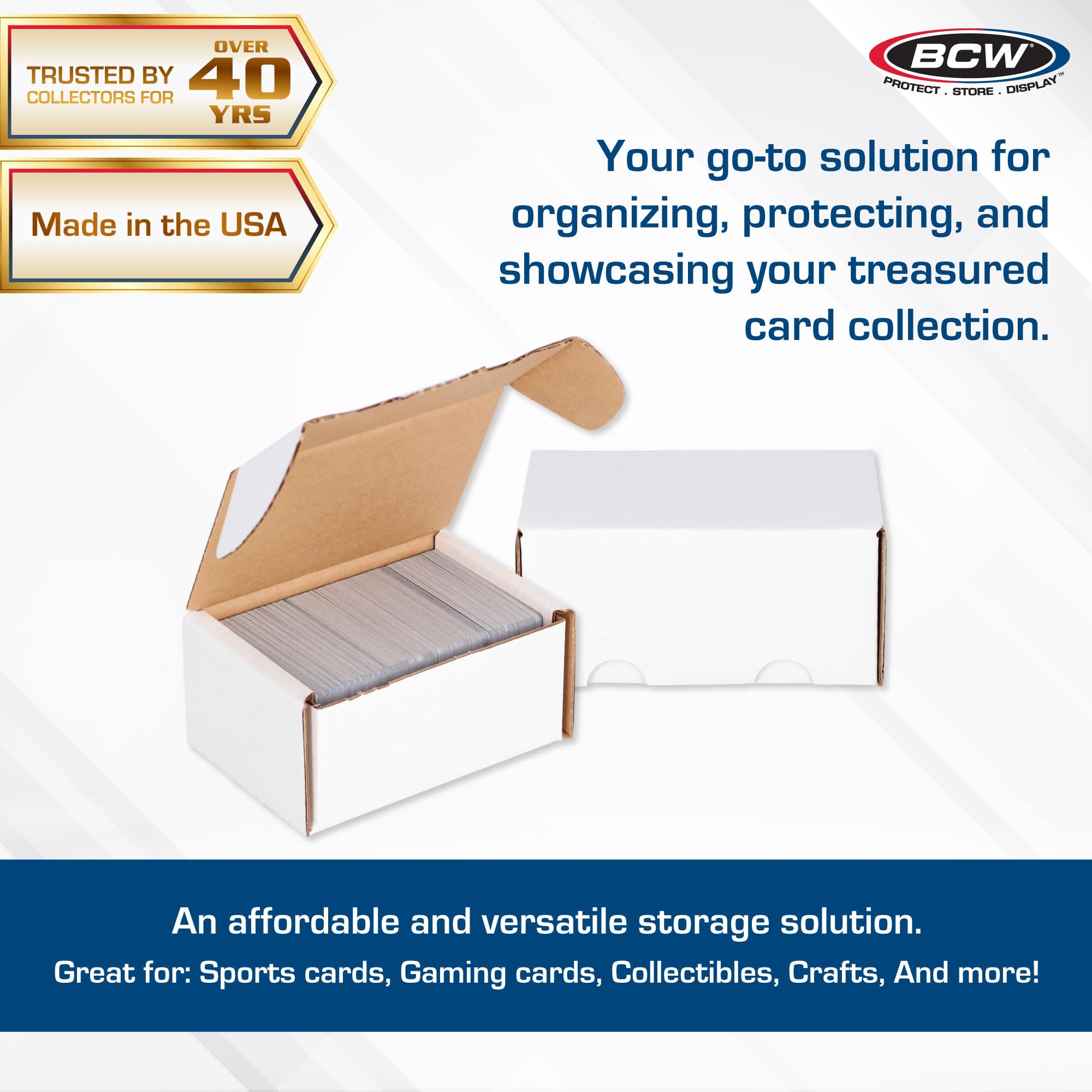 BCW 300 Card Storage Box - 50 Count | Durable Cardboard Organizer for Baseball, Basketball, Football, MTG, Pokemon Trading Cards | Card Game Storage & Protection Solution | Easy Assembly | Perfect for Collectors & Gaming Enthusiasts
