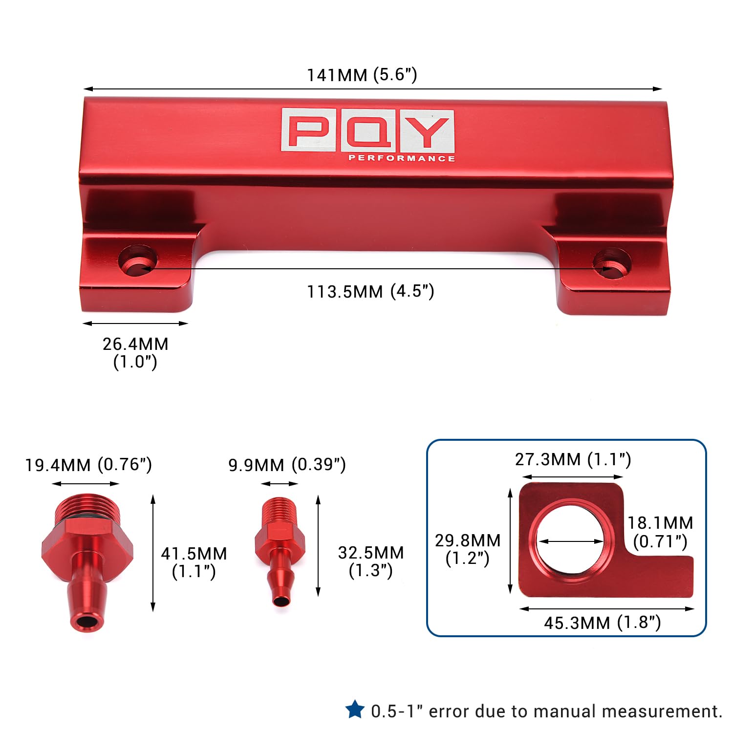 6 Port Vacuum Block Intake Manifold Kit with 1/8NPT Ports - High Performance Fuel & Turbo Boost Manifold for Racing Cars - Perfect for Wastegate Control & Engine Tuning (Red) - Ideal for Drag Racing, Track Days & Performance Upgrades