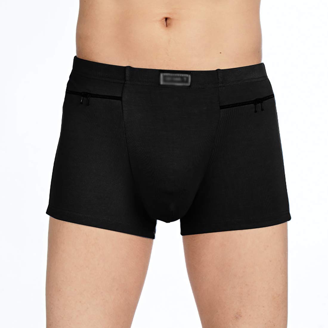 Men's Underwear with Secret Pockets - 2 Pack Black Boxer Briefs for Travel, Gym & Everyday Comfort