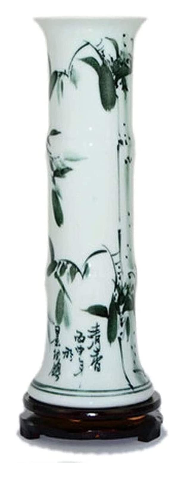 Vintage Ceramic Vase for Plants - Handmade Hydroponic Flower Pot with Cylinder Base - 14.4