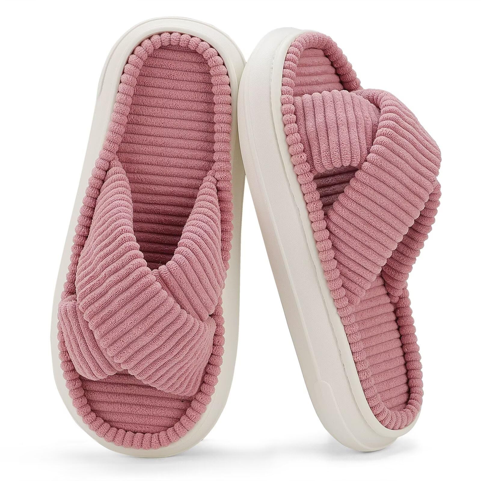 NineCiFun Women's Platform Slippers - Comfortable Open Toe Slide Sandals for Indoor & Outdoor Use - Perfect for Summer, Home, Bedroom, and Beach Wear