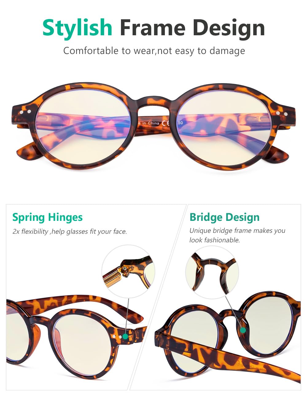 Eyekepper 6 Pairs Blue Light Blocking Glasses for Computer Reading - Oval Frame +2.50 Strength | Reduce Eye Strain for Work, Gaming & Screen Time
