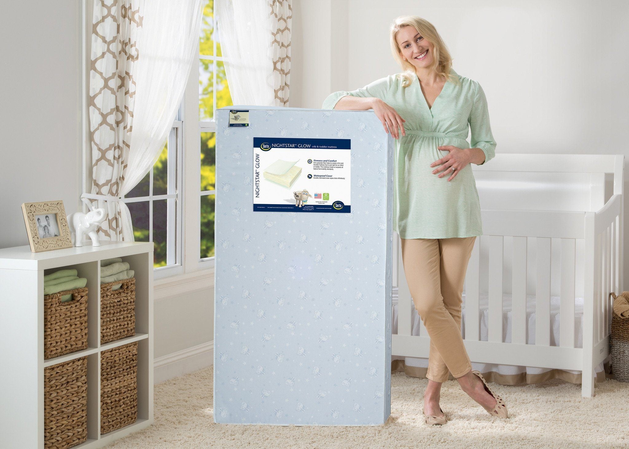 Serta Nightstar™ Glow Crib & Toddler Mattress - Waterproof, Hypoallergenic Baby Mattress for Safe Sleep | Perfect for Nursery, Daycare & Travel