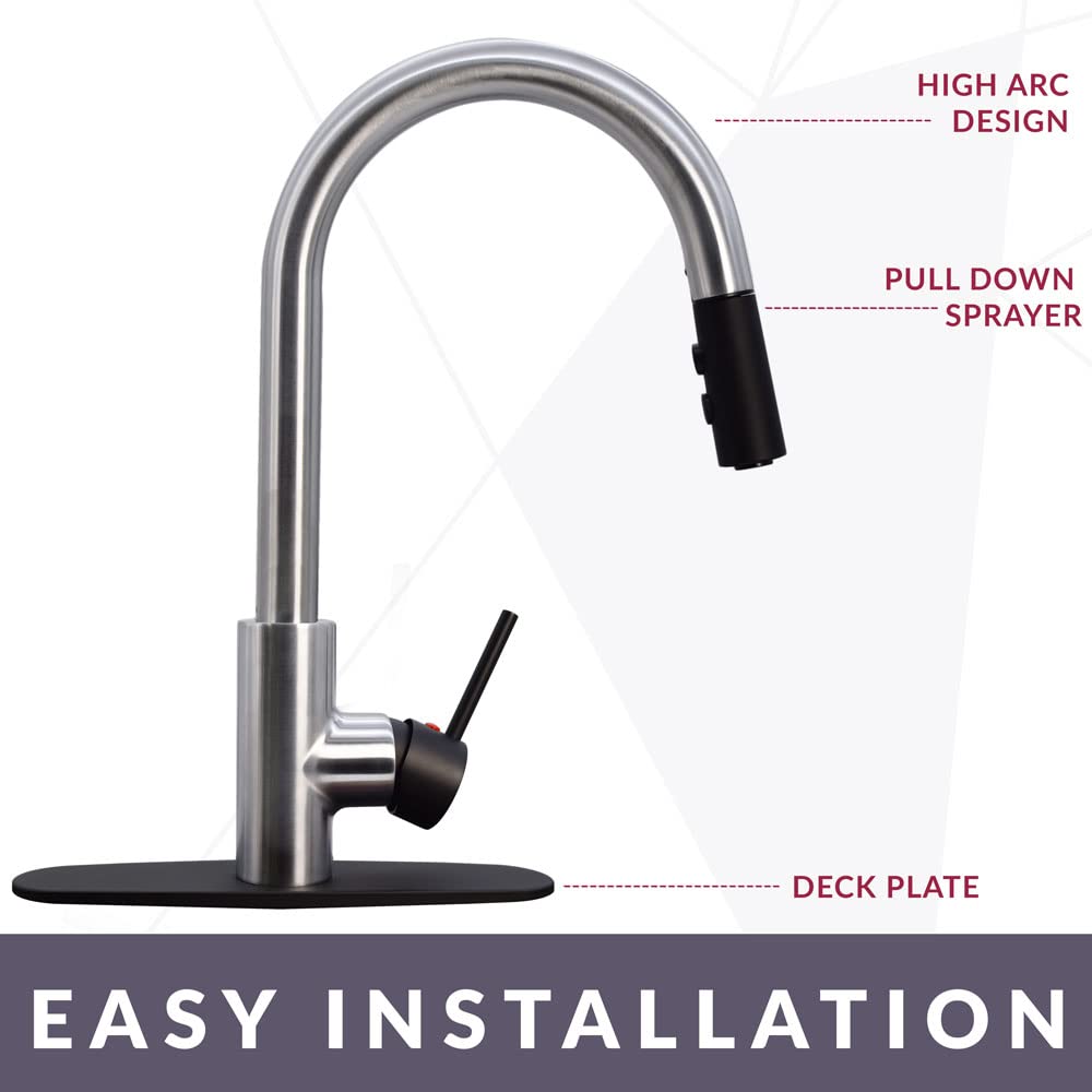 Westbrass KD08B-12 Dual Spray Pull Down Kitchen Faucet with Push Button Mode - Oil Rubbed Bronze Finish for Modern Sinks (Perfect for Washing Dishes, Filling Pots & Cleaning Countertops)
