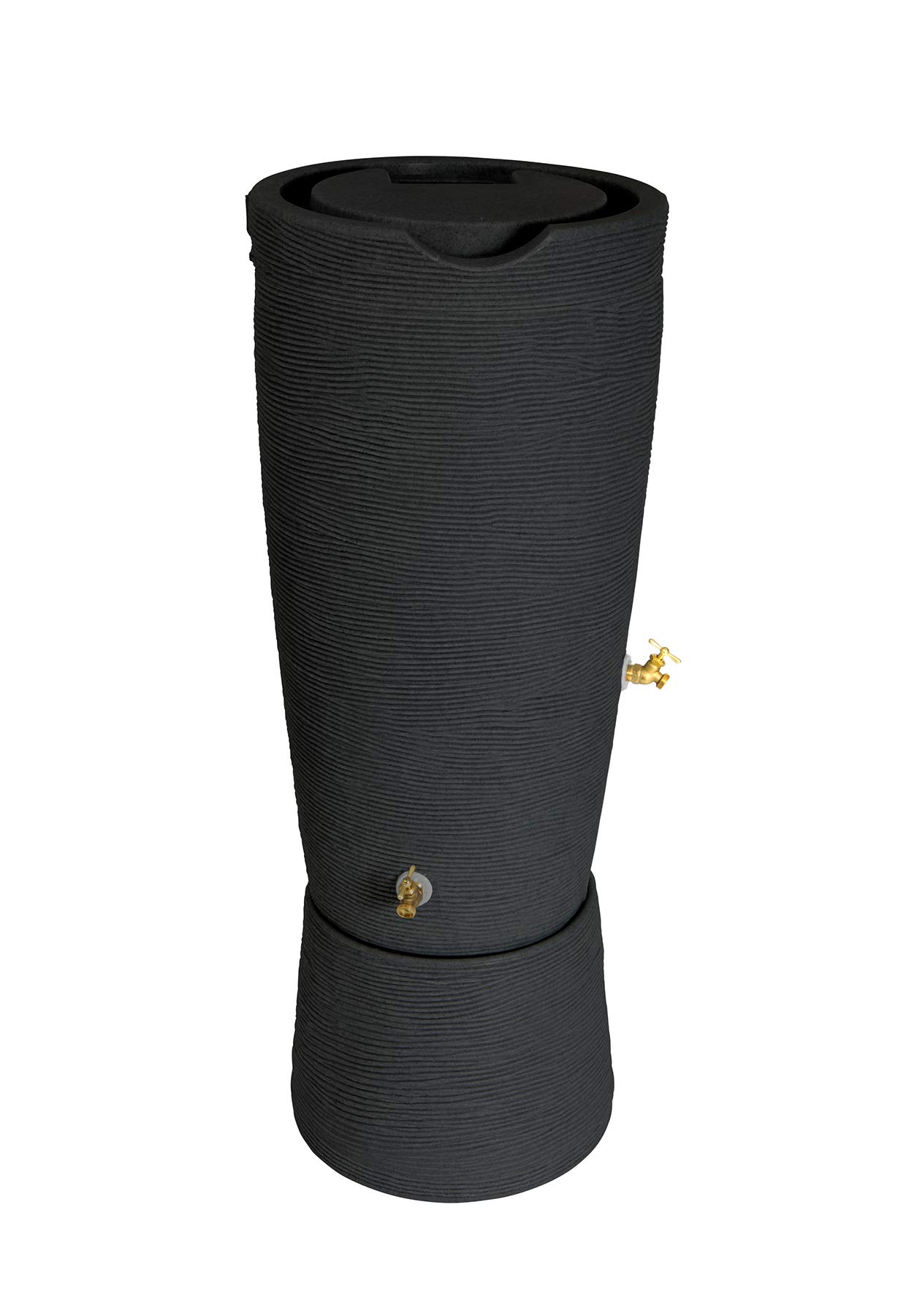 50 Gallon Rain Barrel with Stand - 2 Piece Black Water Collection System for Garden & Outdoor Use - Eco-Friendly Rainwater Saver for Sustainable Landscaping