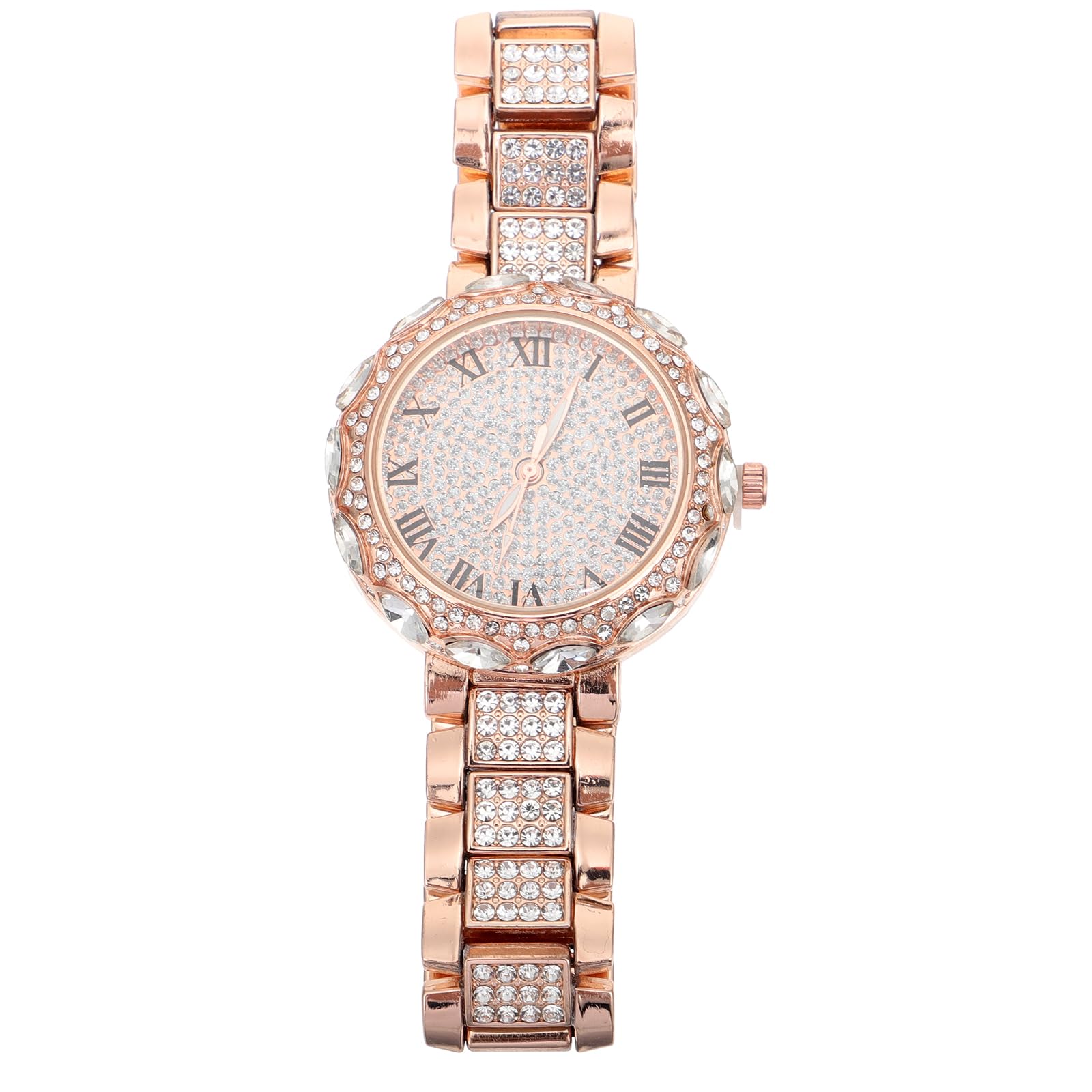 Hemobllo Elegant Rose Gold Ladies Watch - Luxury Rhinestone Iced Wristwatch for Women, Perfect Business & Formal Wear Accessory, Ideal Gift for Girls and Women