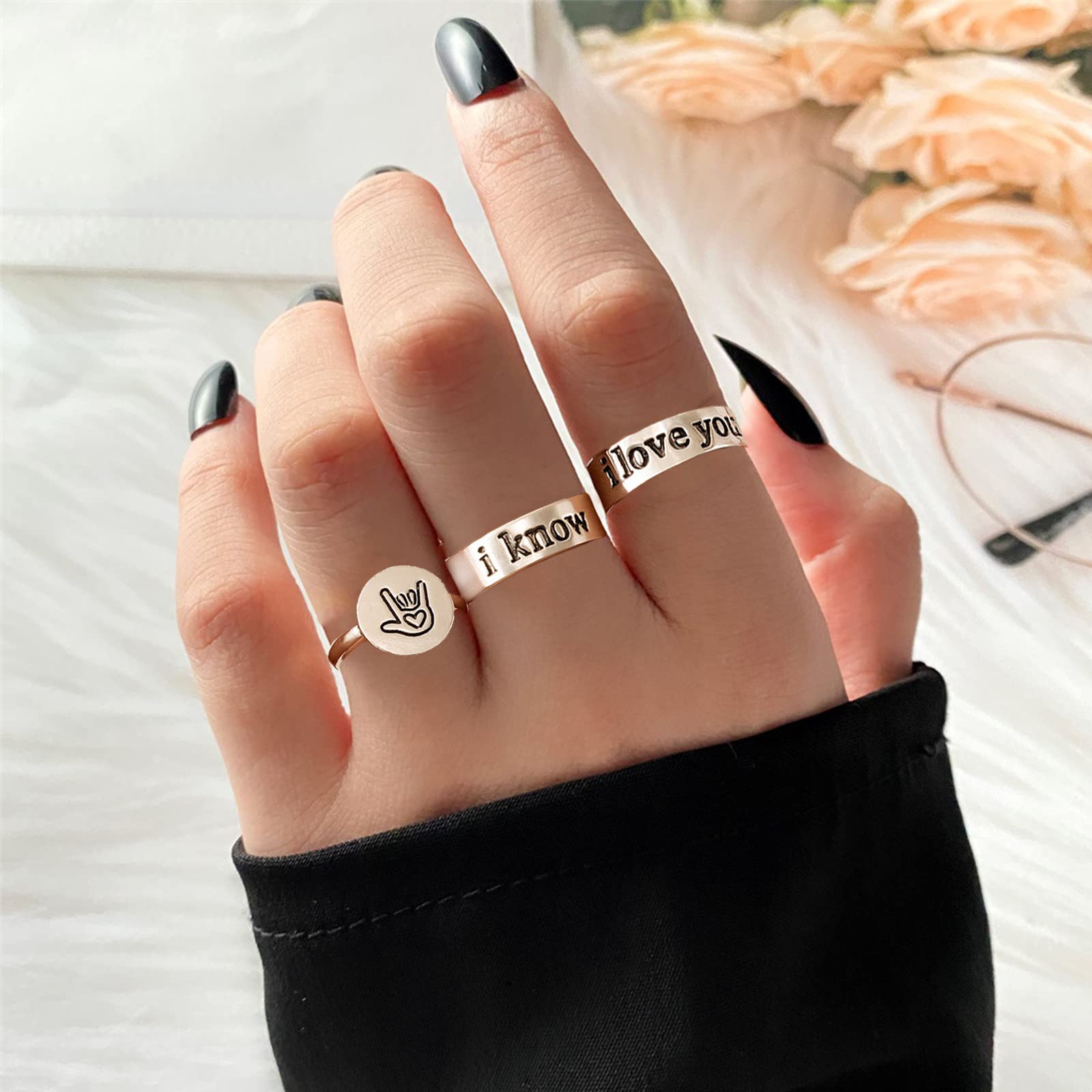YANCHUN Stackable Gold Rings for Women - Non-Tarnish Turquoise Knuckle Rings, Western Jewelry Set - Perfect for Layering, Gifts & Christmas Stocking Stuffers - Ideal for Everyday Wear, Parties & Boho Fashion