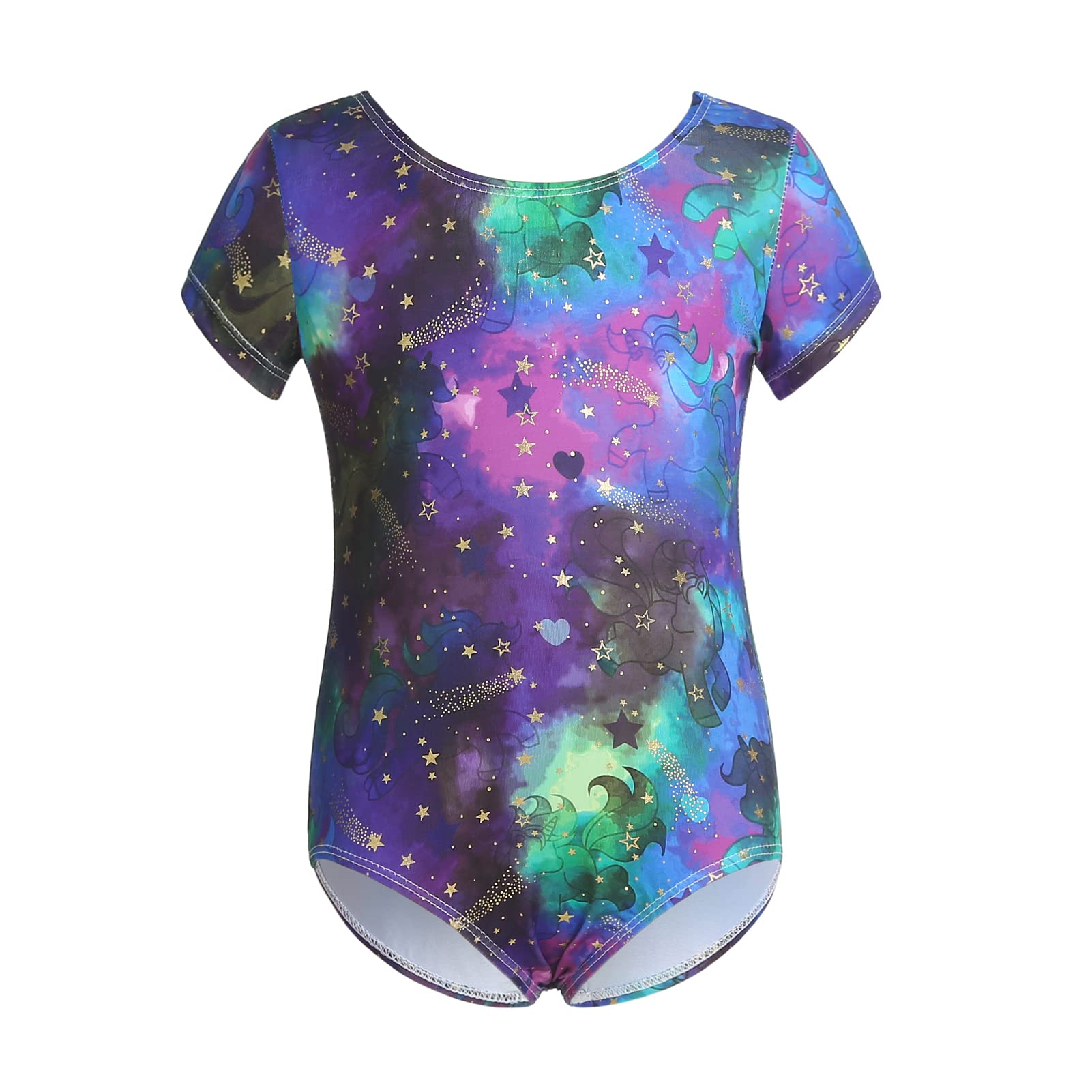 Girls Ballet Leotard with Shorts - Unicorn Star Print Dancewear for Gymnastics, Ballet & Performance - Perfect for Recitals, Practice & Dance Classes