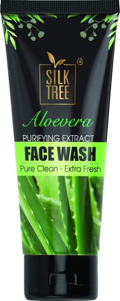 SilkTree Aloe Vera Face Wash for Acne & Oily Skin - 100ml (Pack of 2) - Gentle Cleanser with Natural Aloe Extract for Daily Face Care & Hydration - Perfect for Morning & Night Skincare Routine