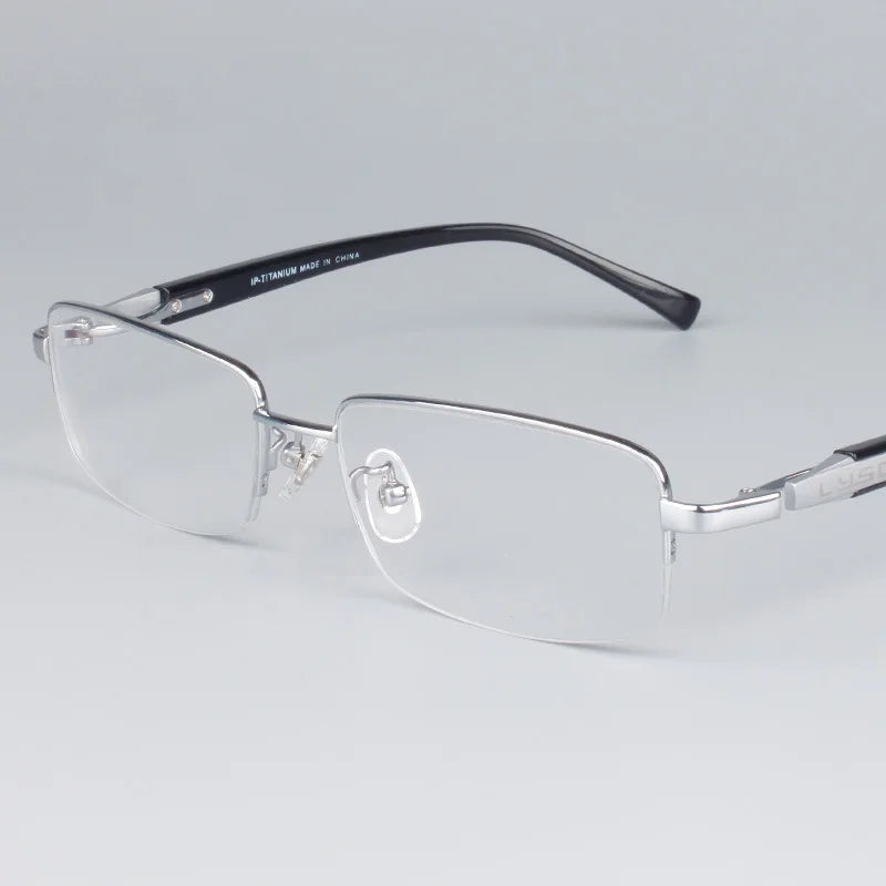 Bclear Men's Semi-Rimless Square Titanium Eyeglasses 59910 - Lightweight Durable Titanium Frame for Work, Reading & Everyday Wear