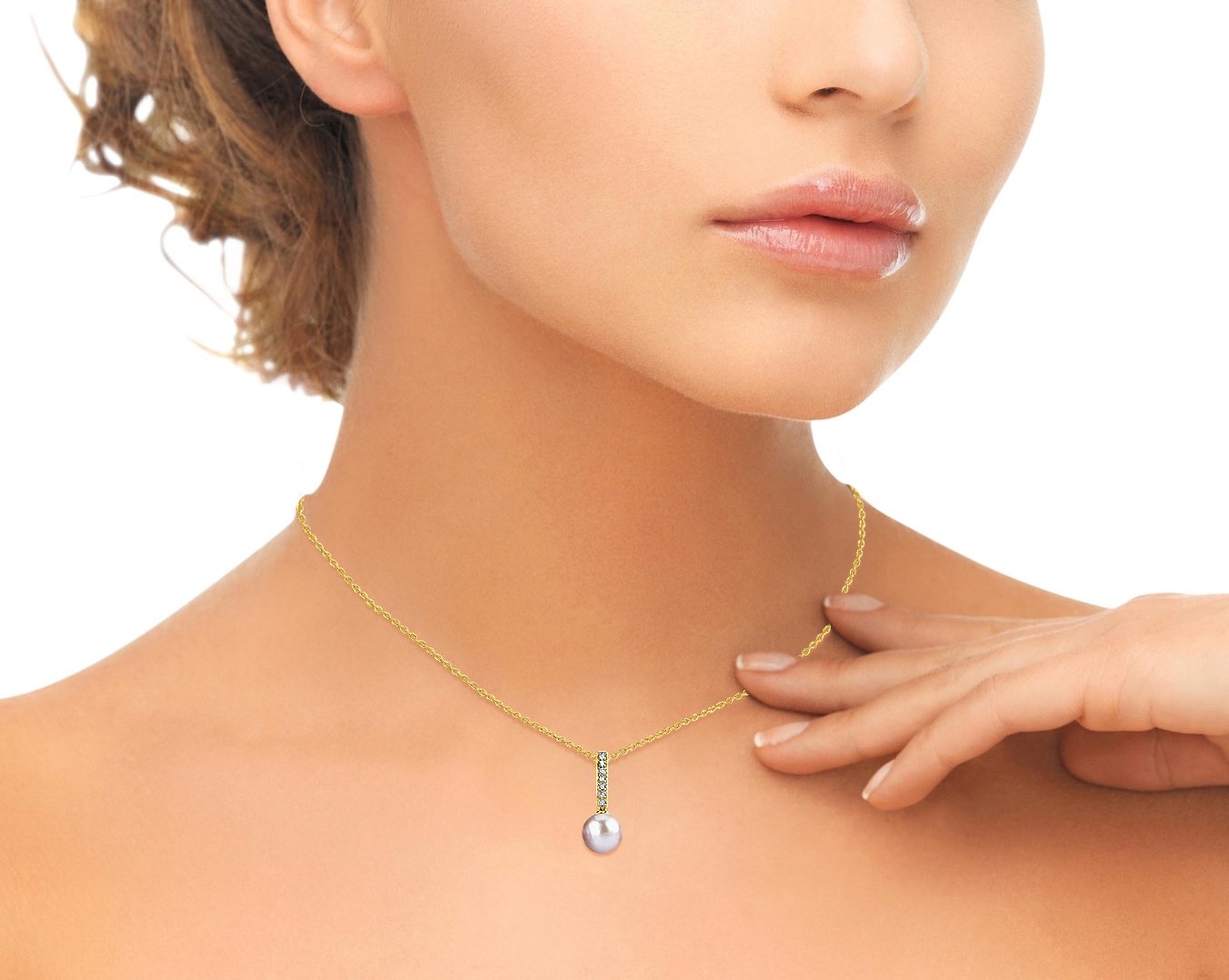 14K Gold Pink Pearl Diamond Necklace for Women - Elegant Gift & Party Wear