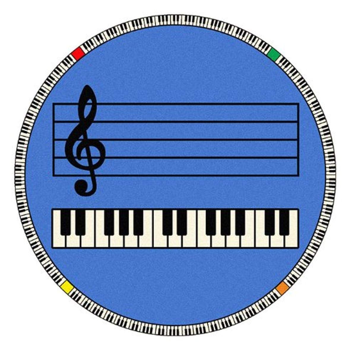 Joy Carpets Kid Essentials Music & Special Needs Play Along Rug - Blue with Piano Keys Design, 7'7