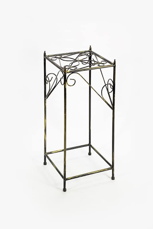 28.54 Inch Large Lattice Square Cast Iron Plant Stand for Indoor Outdoor Garden Decor - Perfect for Patio, Balcony, and Home Decoration