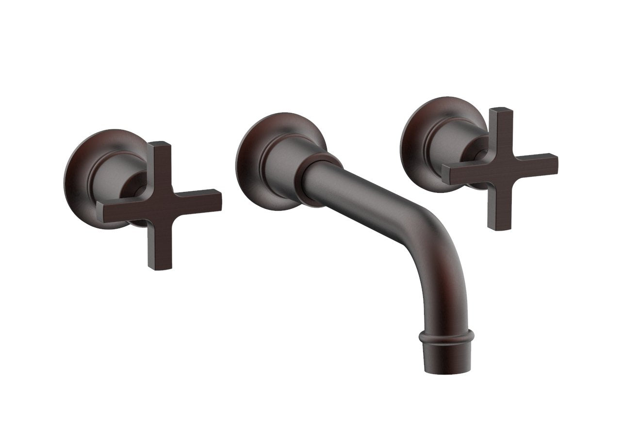 HEX MODERN 8 1/4 Inch Wall Mounted Lavatory Faucet Set with Cross Handles - Modern Bathroom Sink Faucet for Vanity, Powder Room & Guest Bathroom Decor
