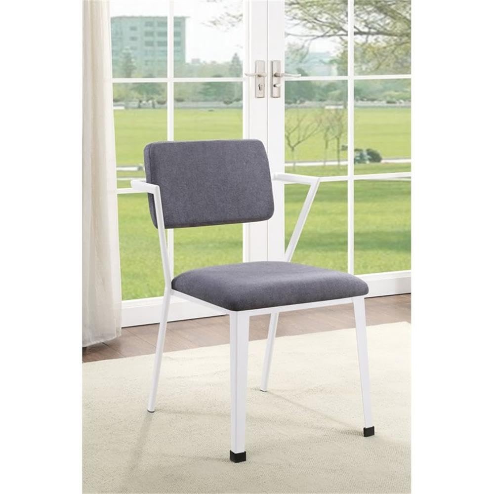 Acme Cargo Fabric Upholstered Dining Arm Chairs - Set of 2, Gray & White - Perfect for Kitchen, Dining Room & Home Office Seating