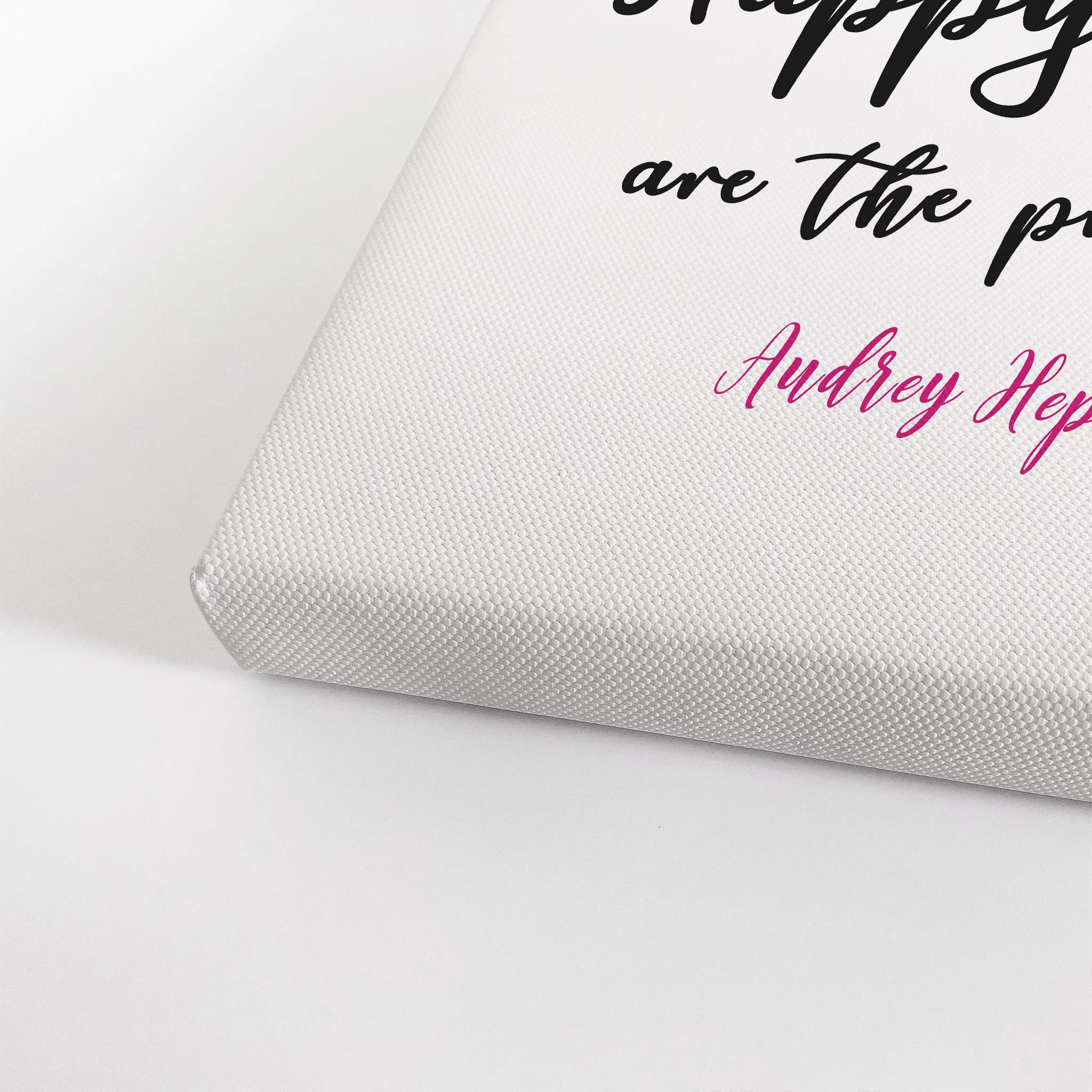 Happy Girls Are the Prettiest Audrey Hepburn Quote Canvas Wall Art - 24x36 Glam Fashion Print for Office, Bathroom, Teen Girl Room, Women's Dorm & Living Room Decor - Ready to Hang Inspirational Home Decor