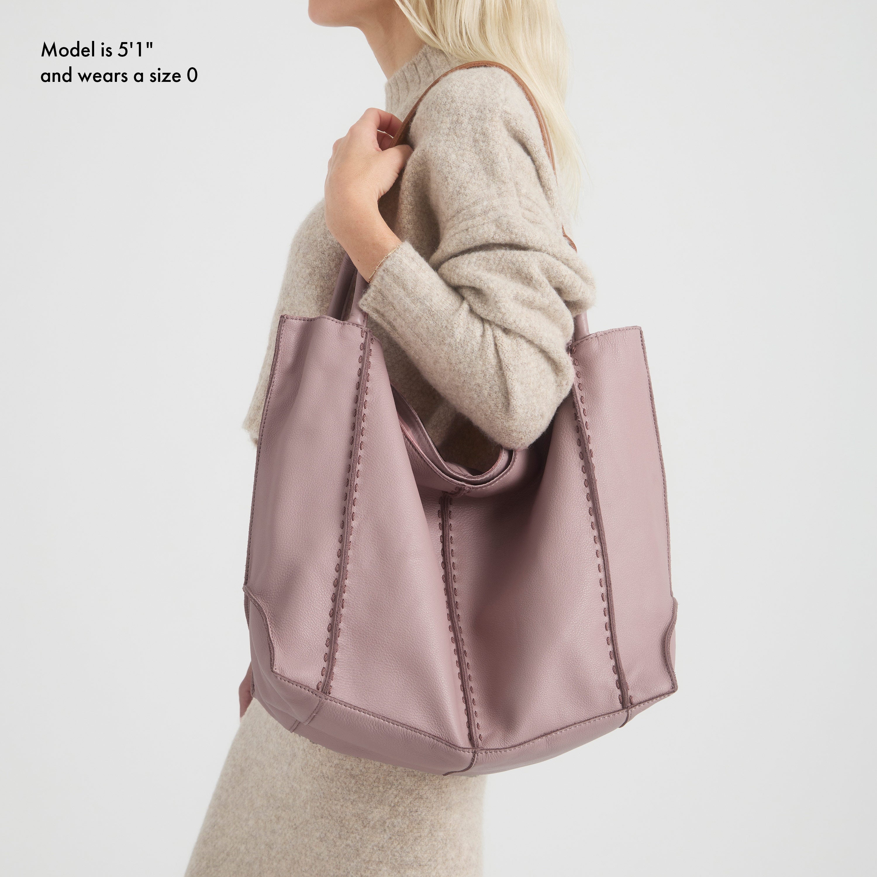 Los Feliz Large Leather Tote Bag in Rosewood - Stylish & Spacious for Work, Travel & Everyday Use