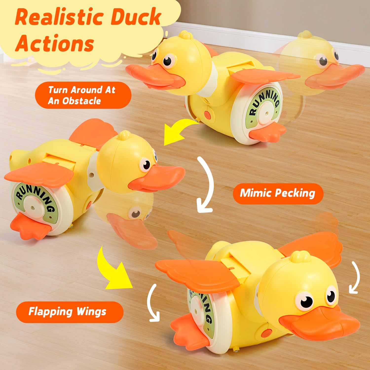 BAKAM Musical Crawling Duck Toy for Babies 18 Months - Light Up & Sound Toy for Tummy Time, Infant Crawling Practice - Fun Educational Baby Toy for Boys & Girls - Perfect for Playtime, Learning & Development